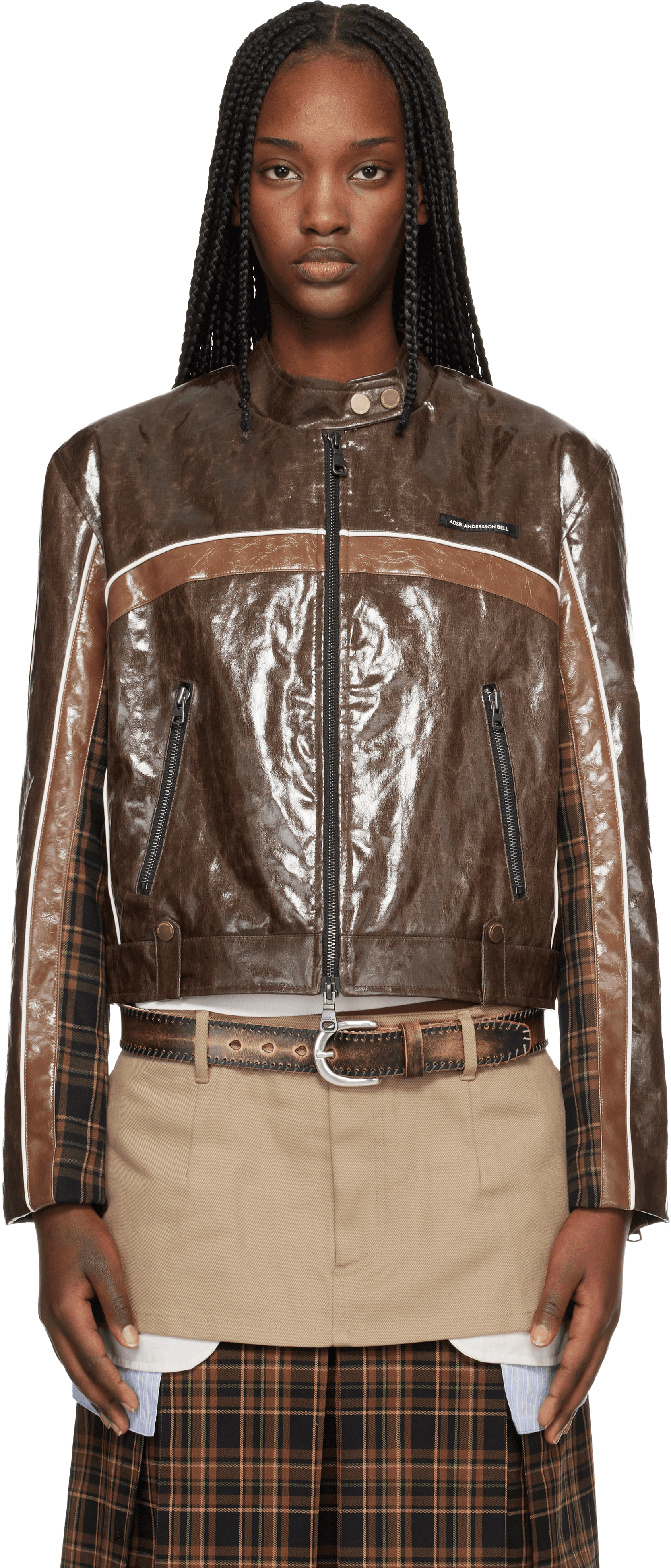 Brown Circuit Track Faux-Leather Jacket - Image 1