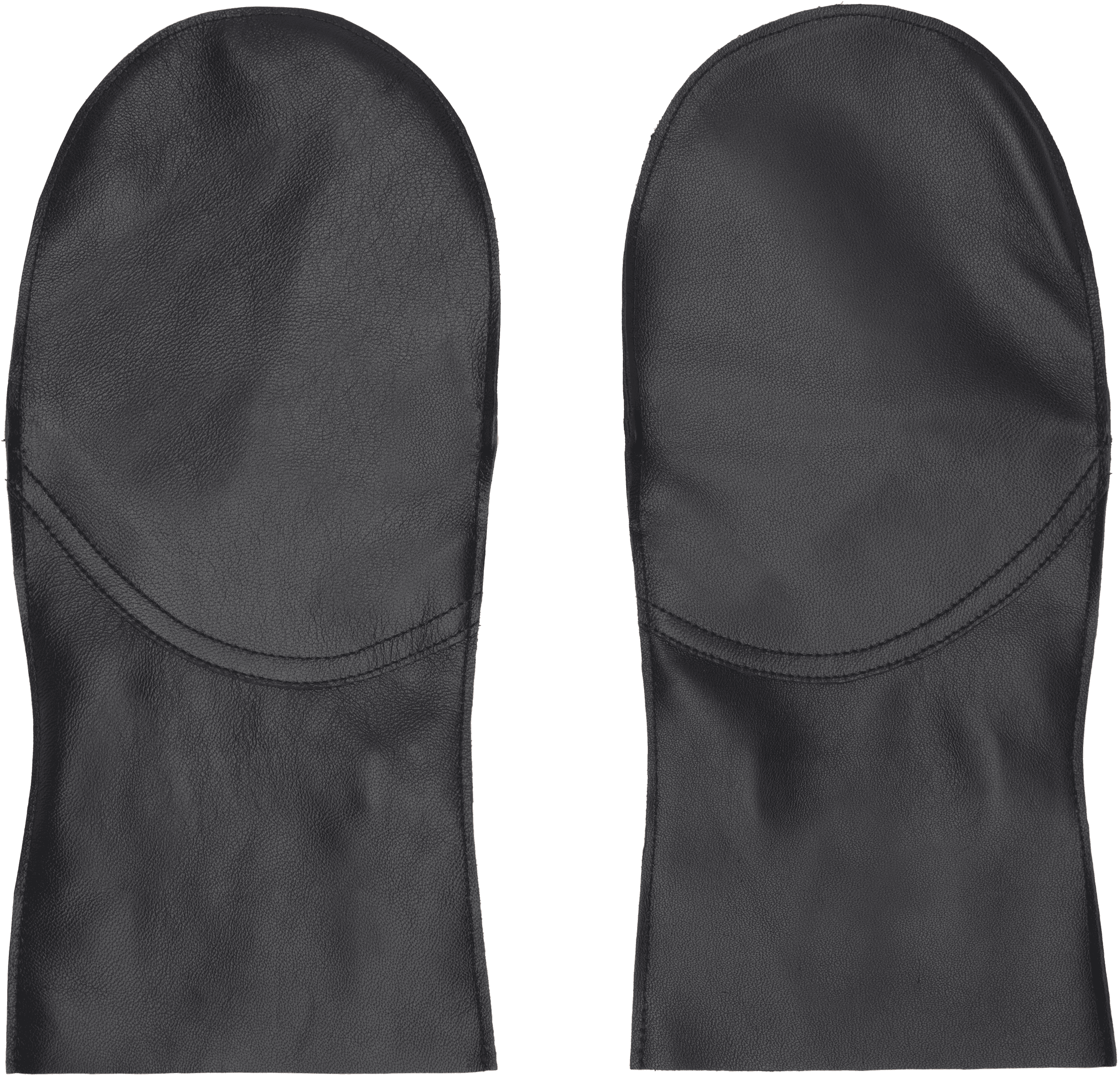 Black Leather Mittens - Image 1
