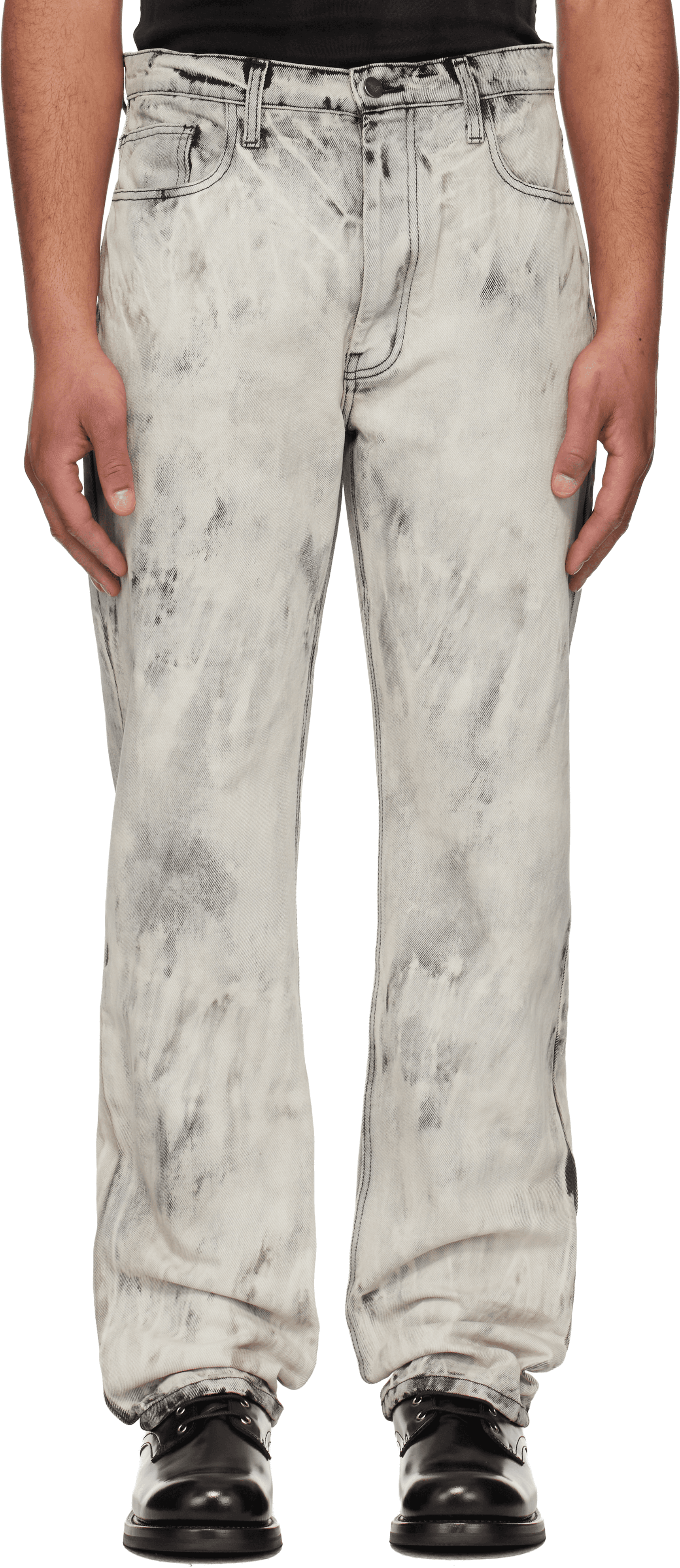 Gray Bleach Straight Leg Jeans - Image 1