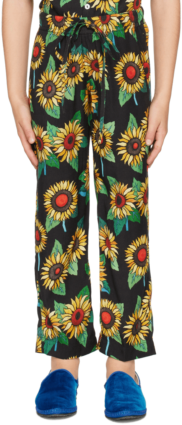 Kids Black Sunflower Lounge Pants - Image 1