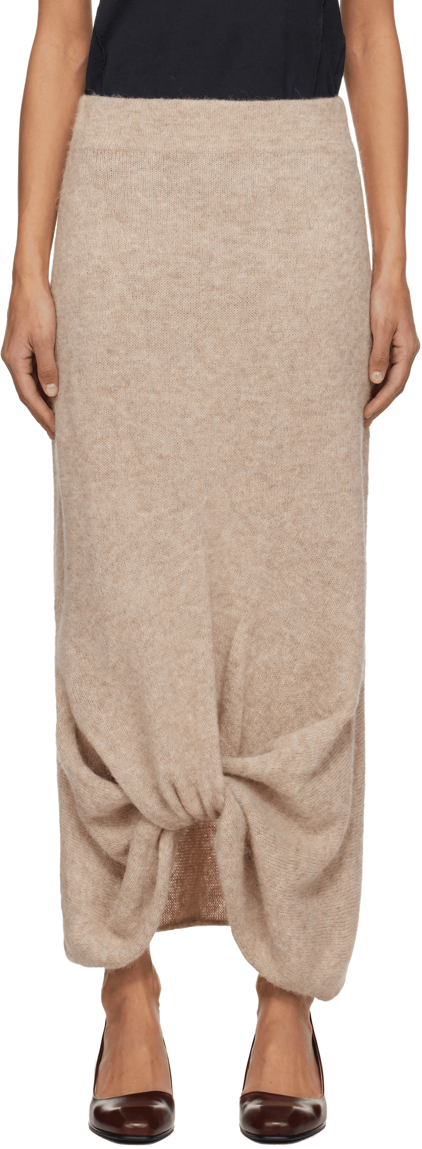 Beige Knot Midi Skirt - Image 1