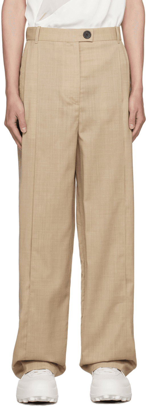 Taupe Front Slit Trousers - Image 1