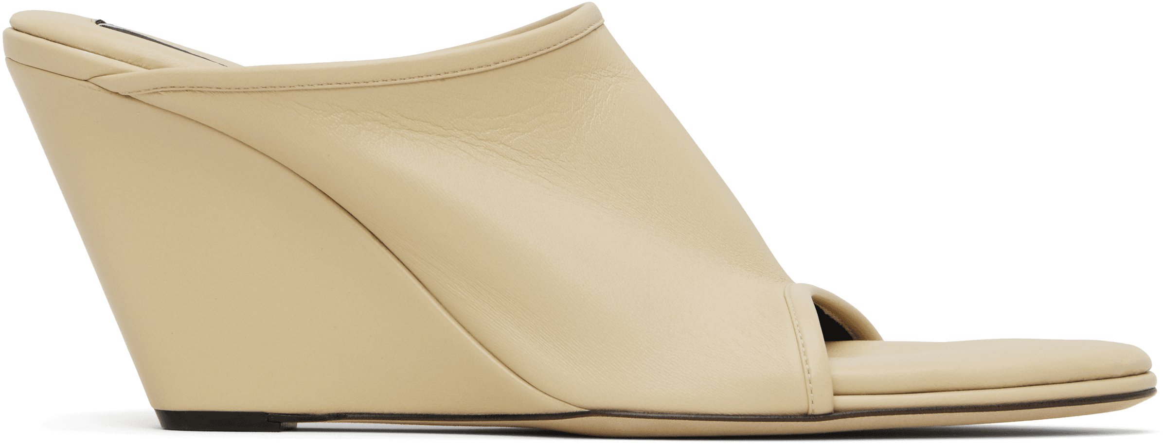 Beige 75mm Stretch Mules - Image 1