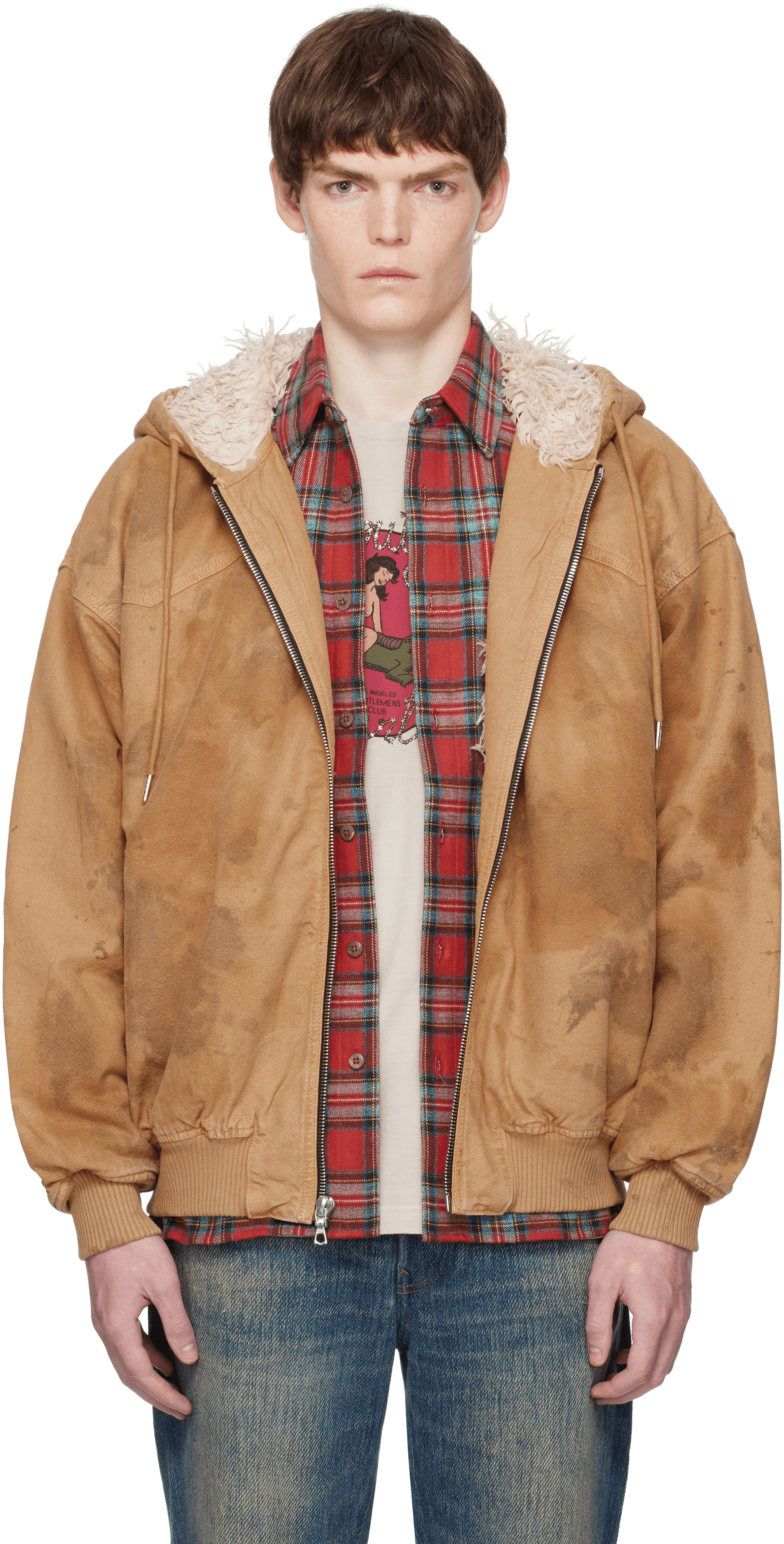 Tan Dirty Mike Woven Canvas Lined Jacket - Image 1