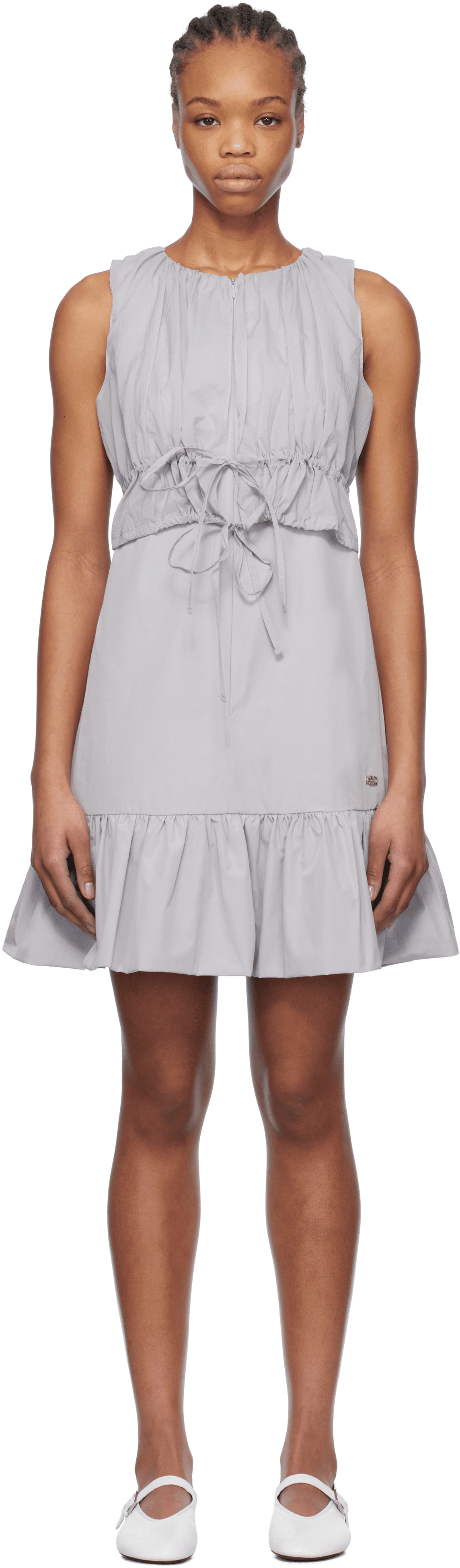 Gray Sheer Layered Minidress - Image 1