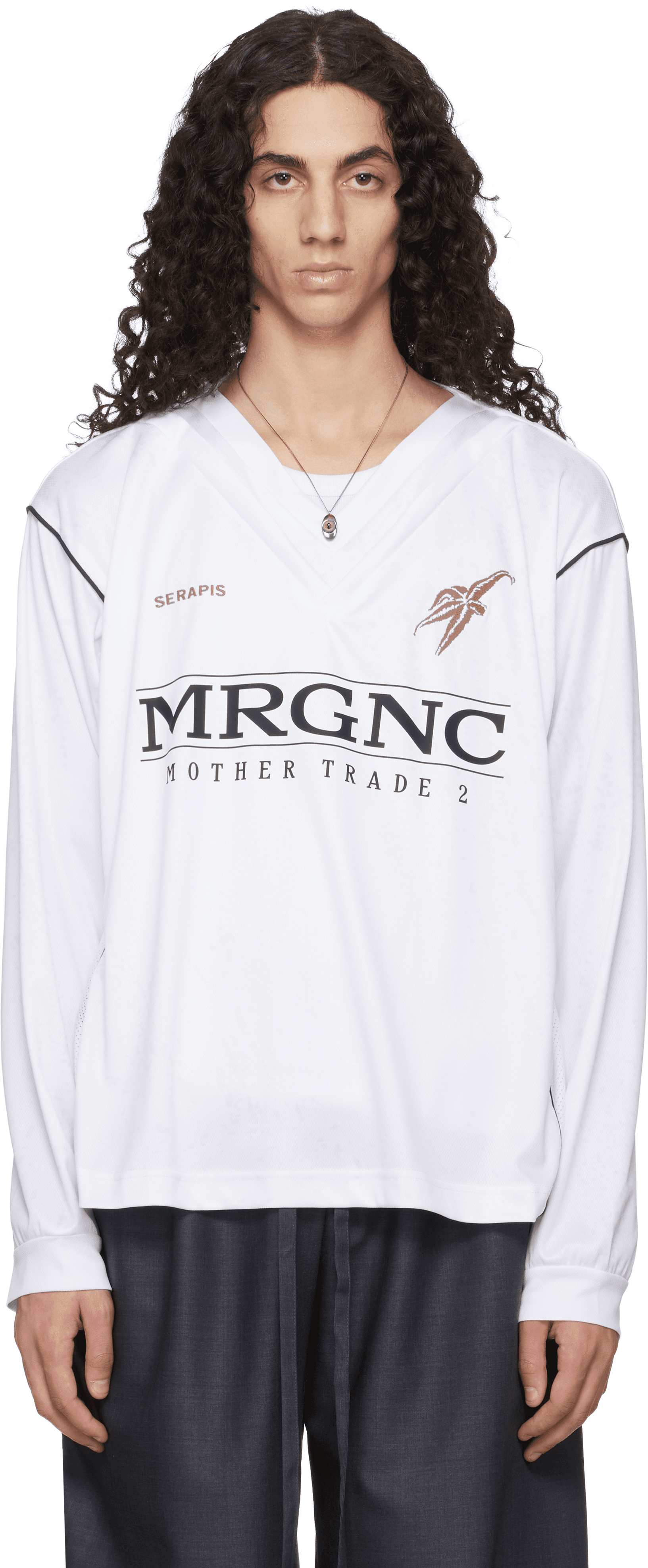 White Double V Football Jersey - Image 1