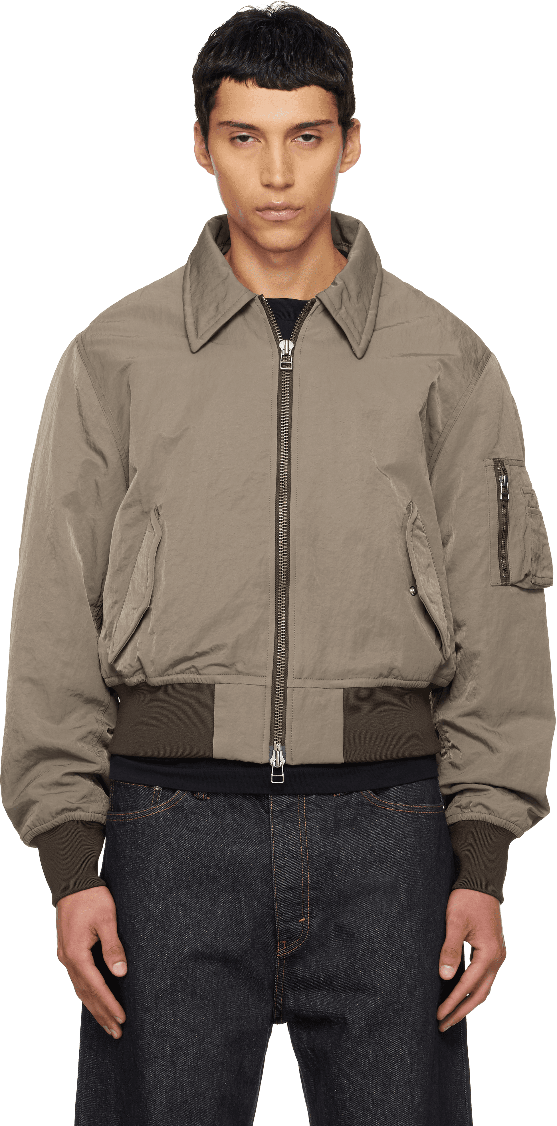 Brown Camp Bomber Jacket - Image 1