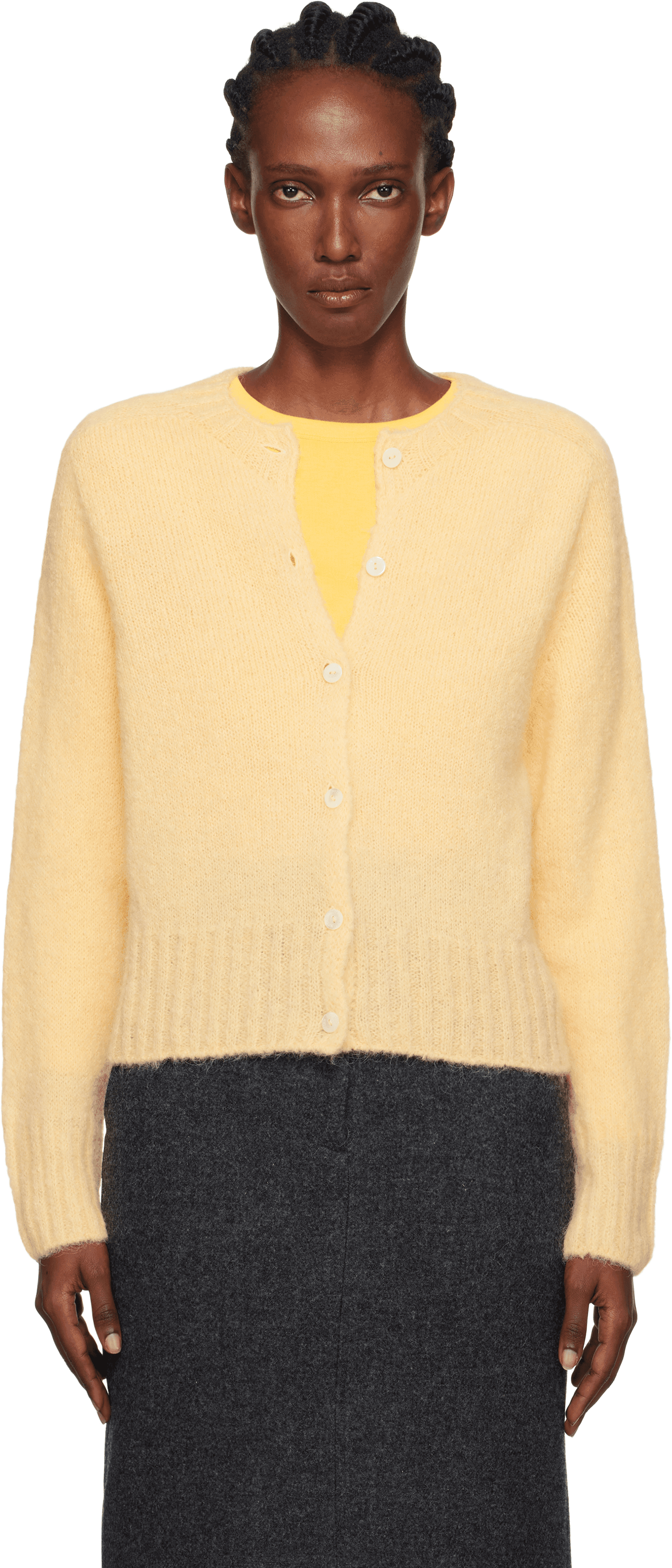 Yellow Alpaca Knit Cardigan - Image 1
