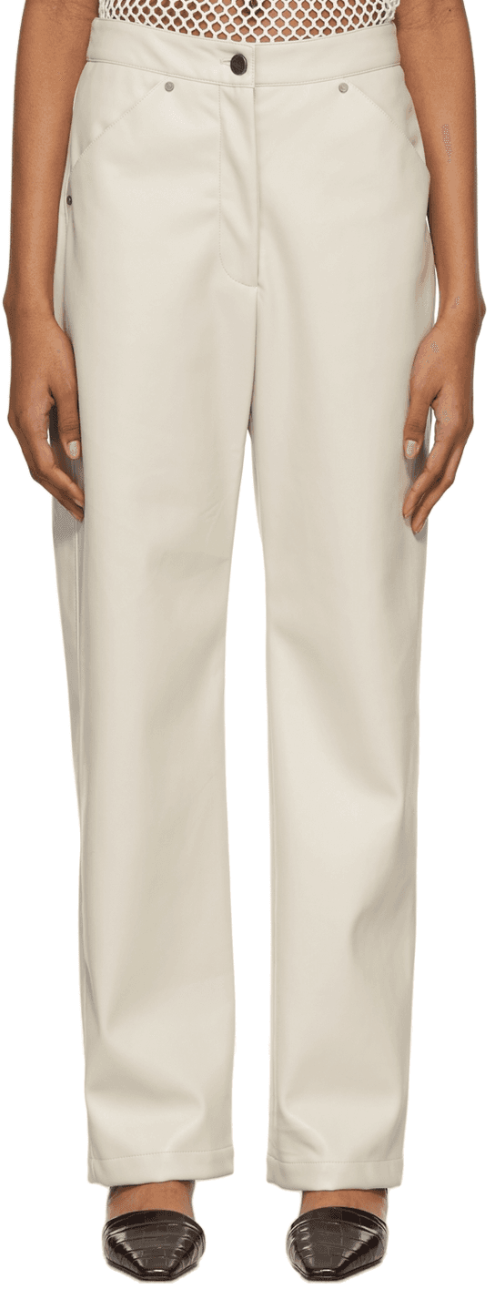 Off-White Vegan Leather Eve Trousers - Image 1