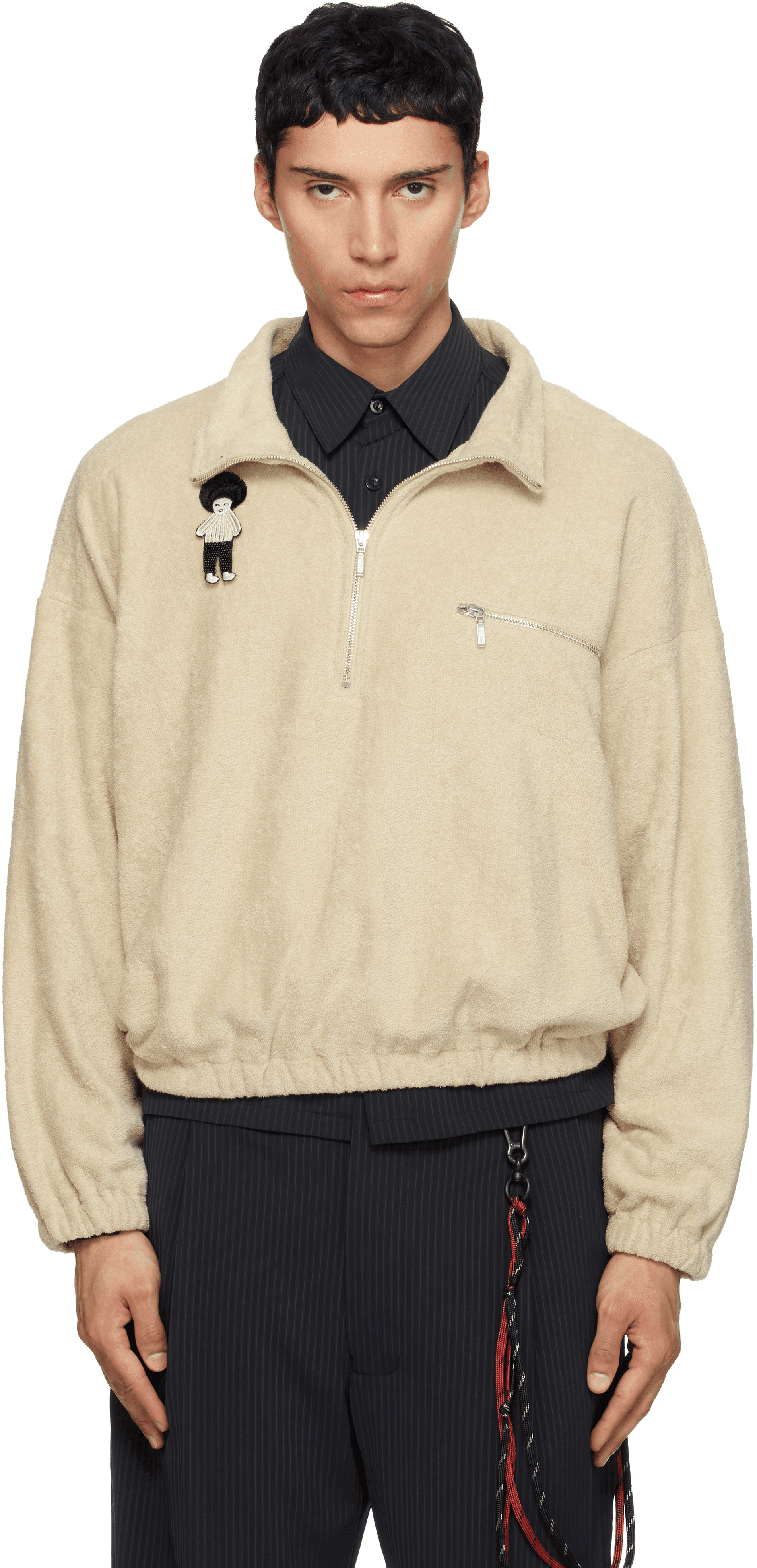 Beige Zip Funnel Sweatshirt - Image 1