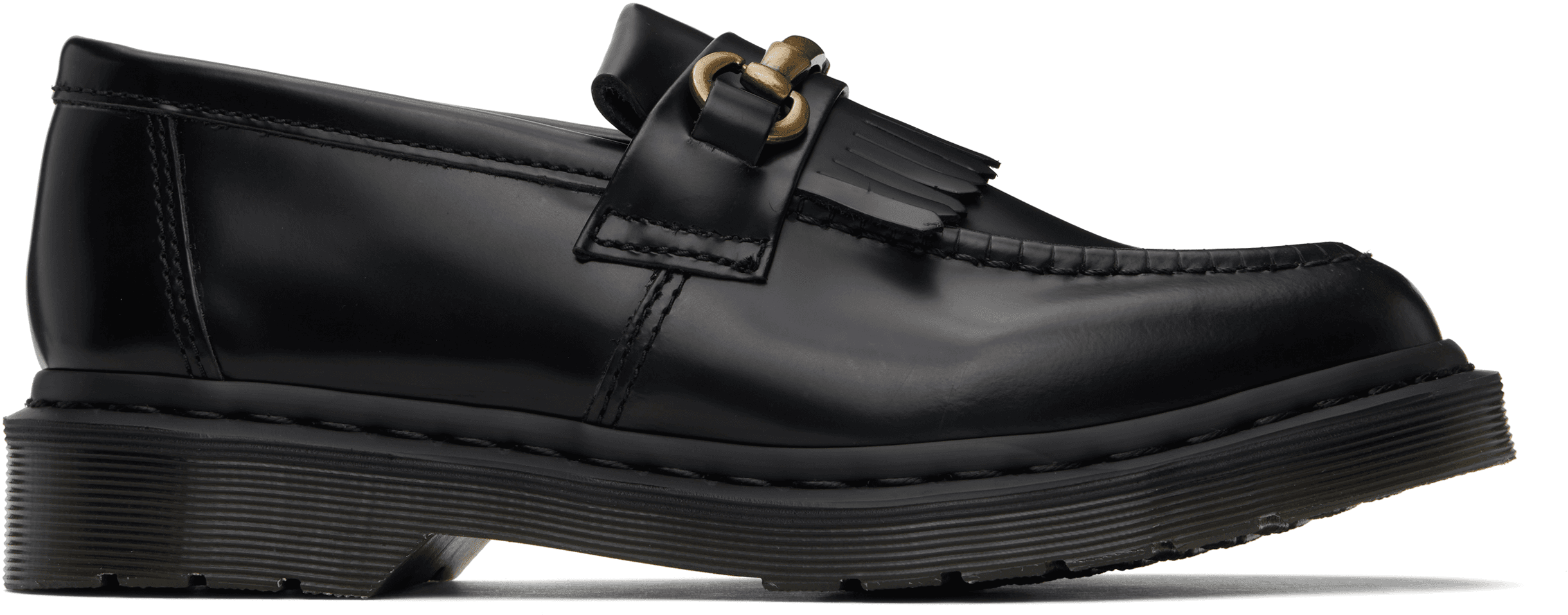 Black Adrian Snaffle Smooth Leather Kiltie Loafers - Image 1