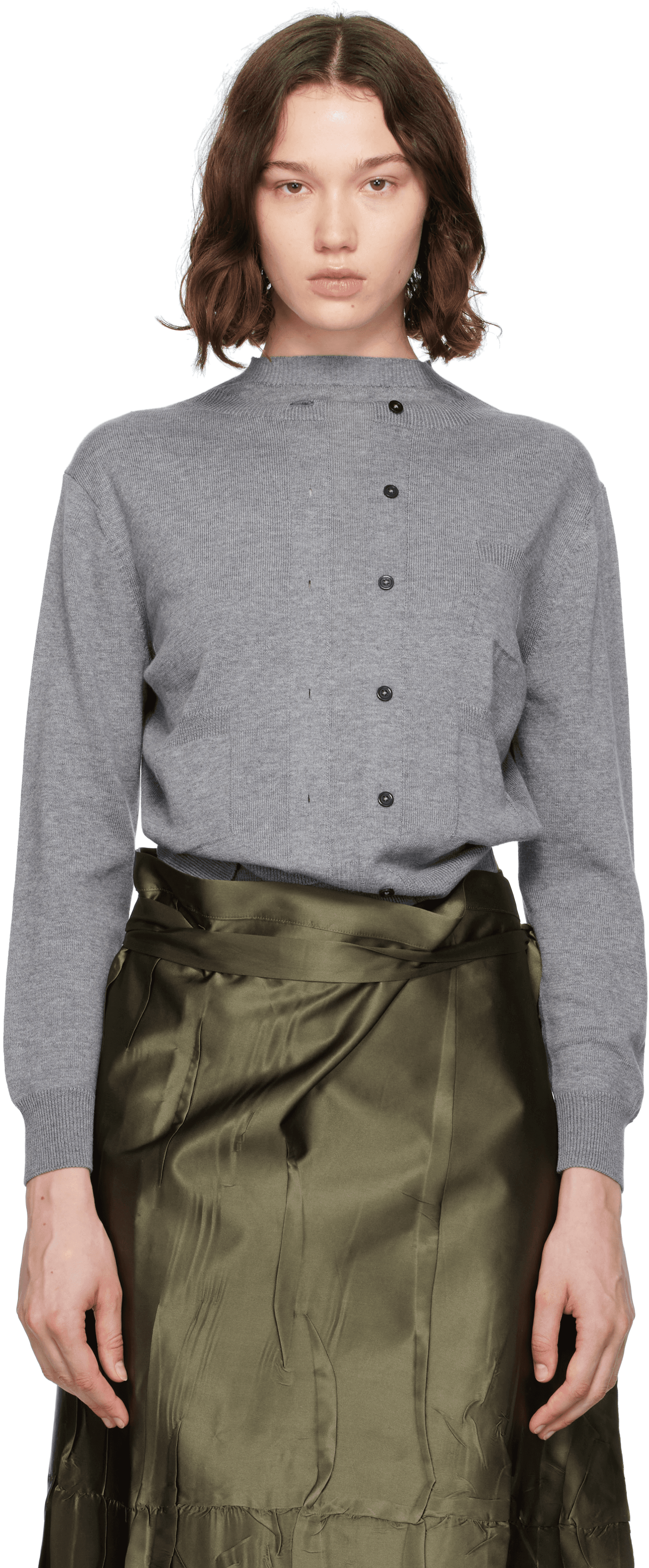 Gray Trompe L'Oeil Cardigan - Image 1