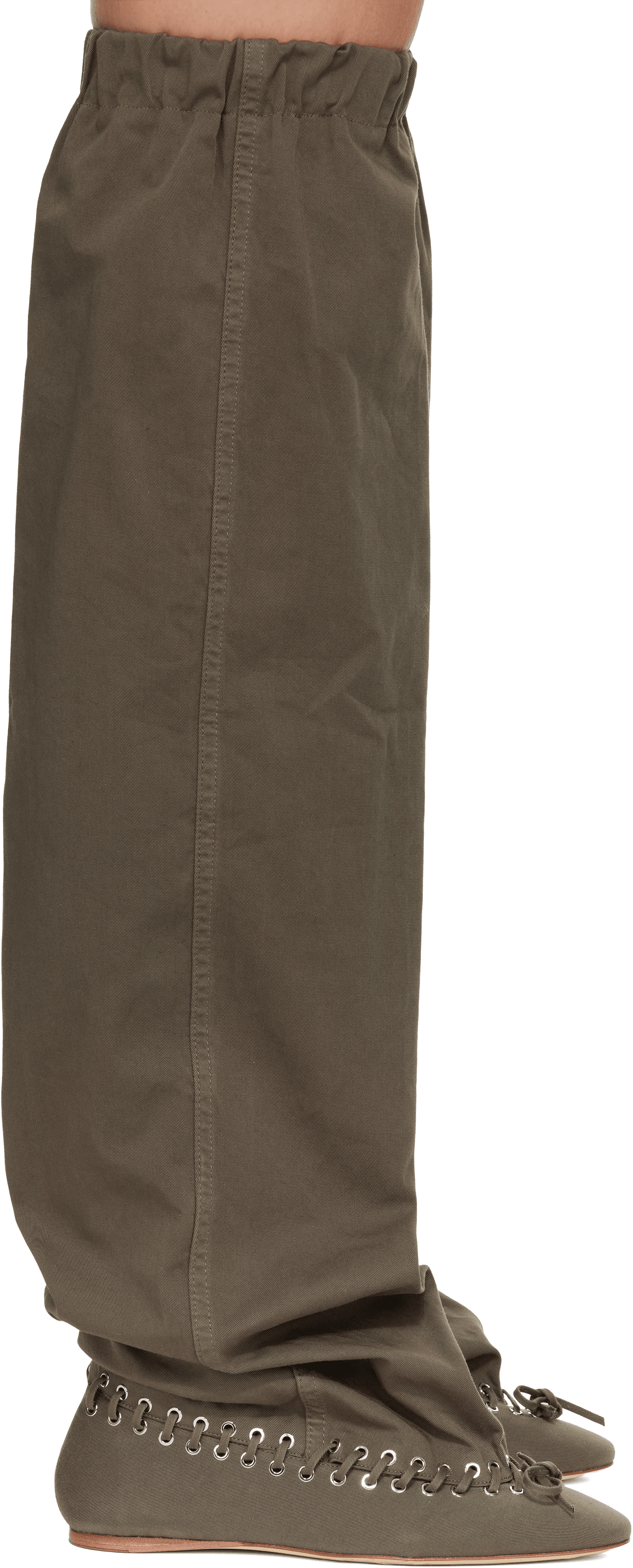 Khaki Level Flat Thigh High Tall Boots - Image 1