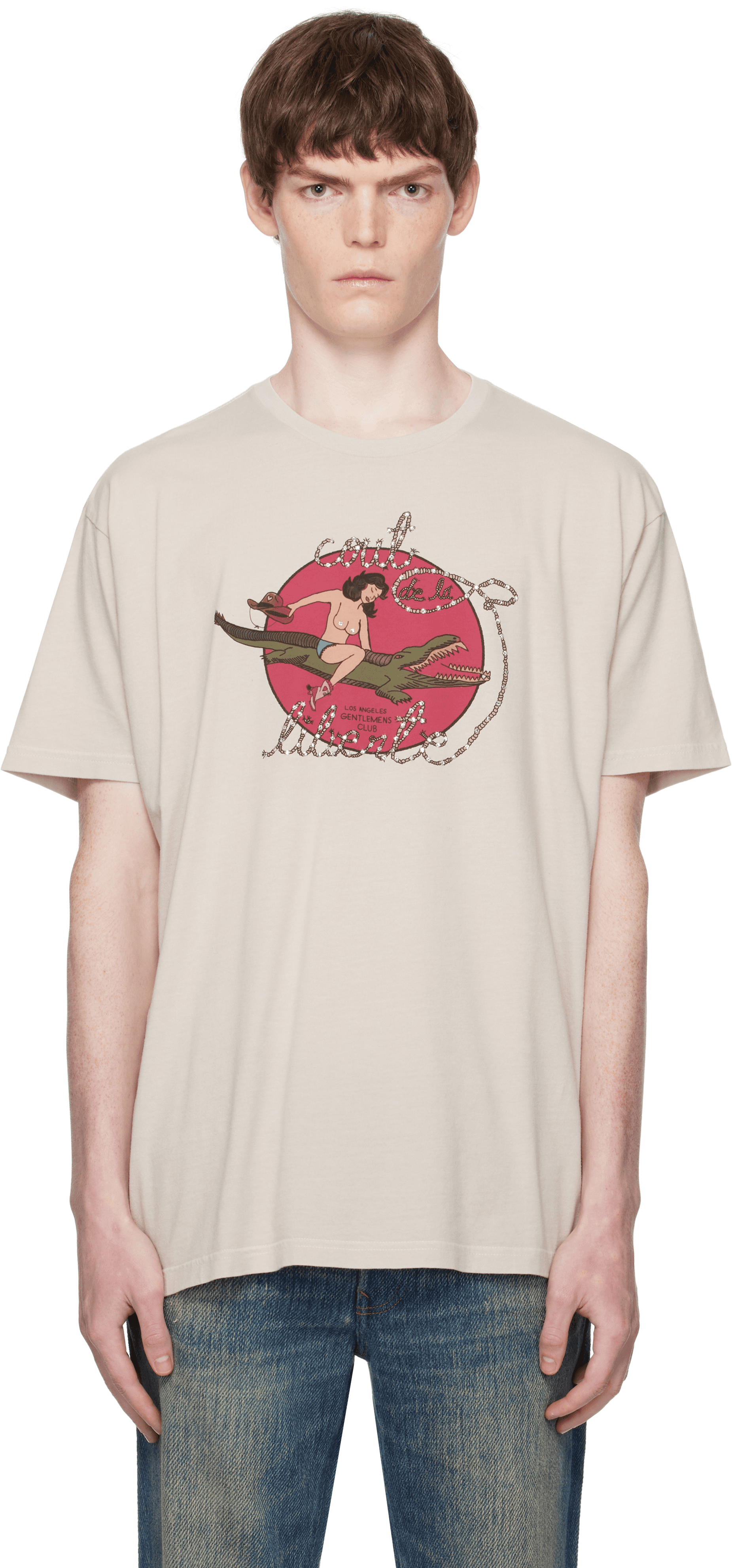 Taupe Freddie 'La Gentlemens Club' T-shirt - Image 1