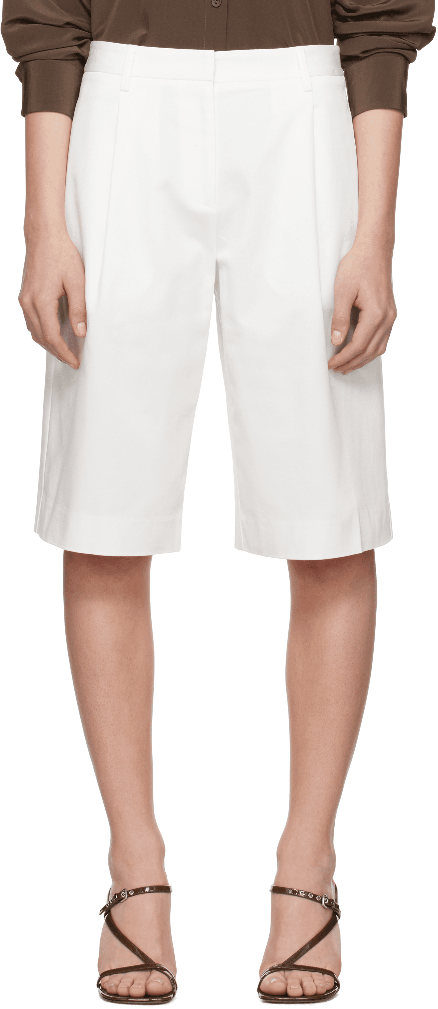 White Long Chino Shorts - Image 1