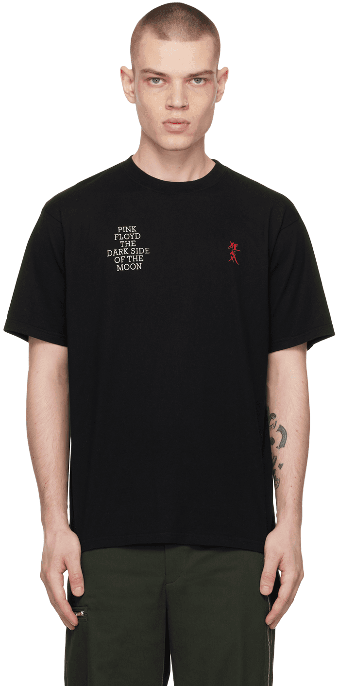 Black Embroidered T-Shirt - Image 1