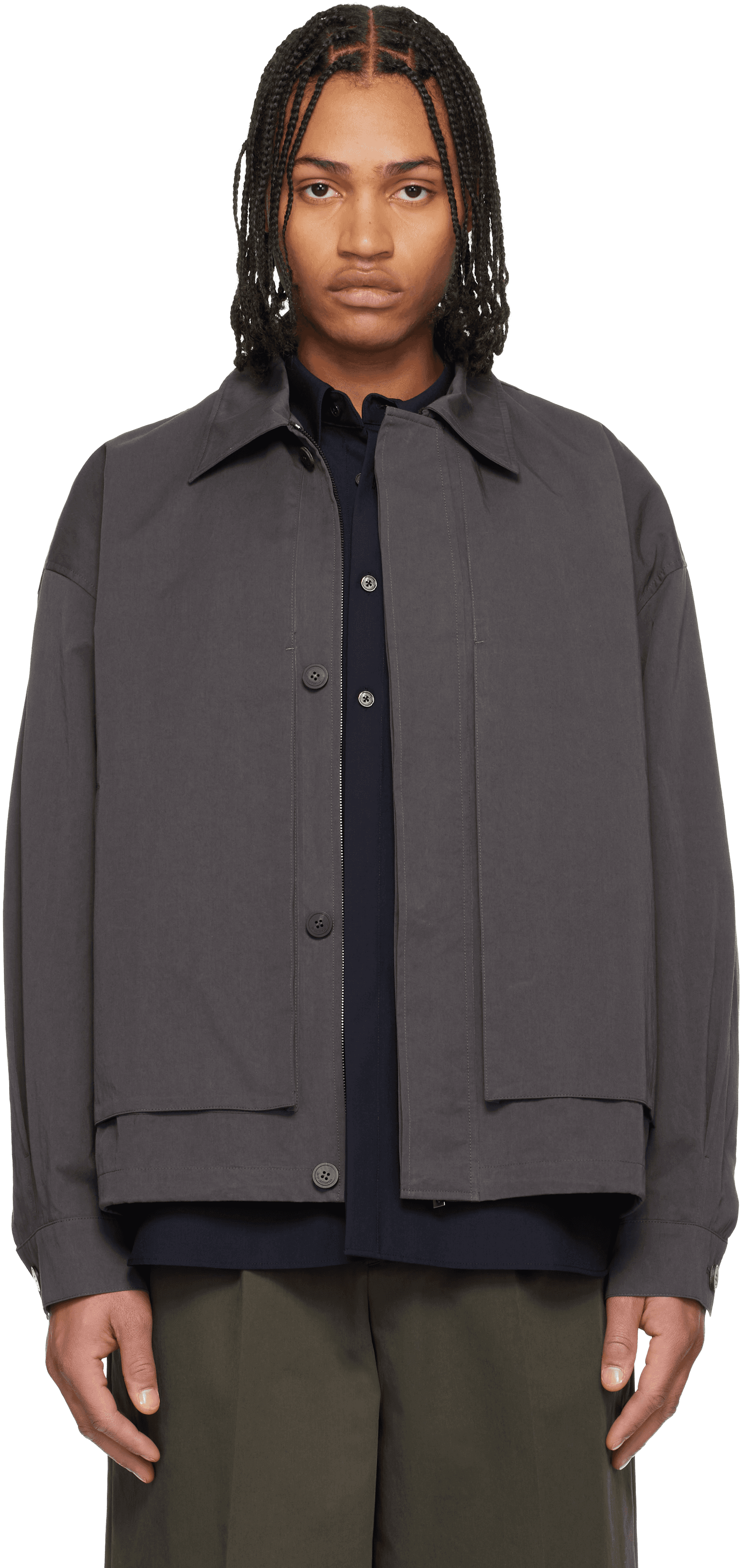 Gray Cargo Pocket Jacket - Image 1