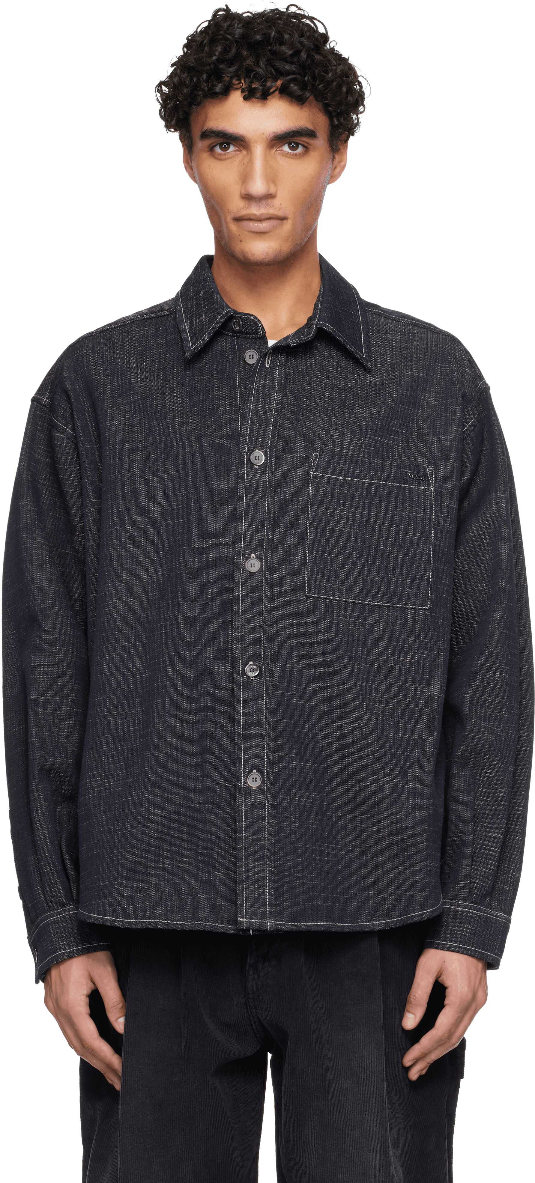 Navy Denim-Like Shirt - Image 1