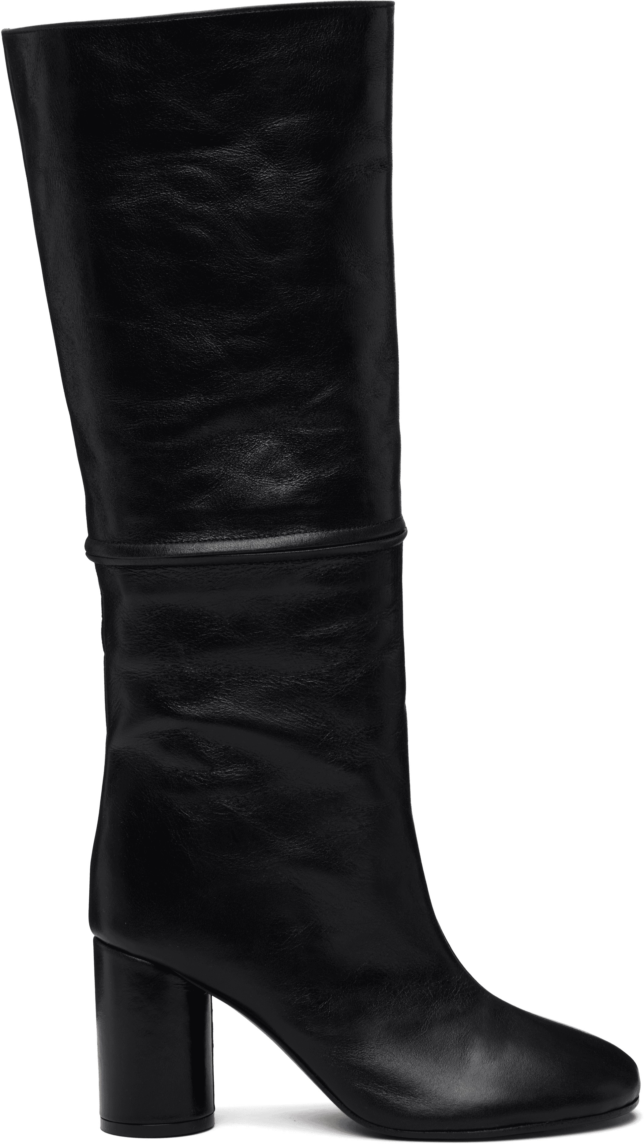 Black 2-In One Zip Round Tall Boots - Image 1