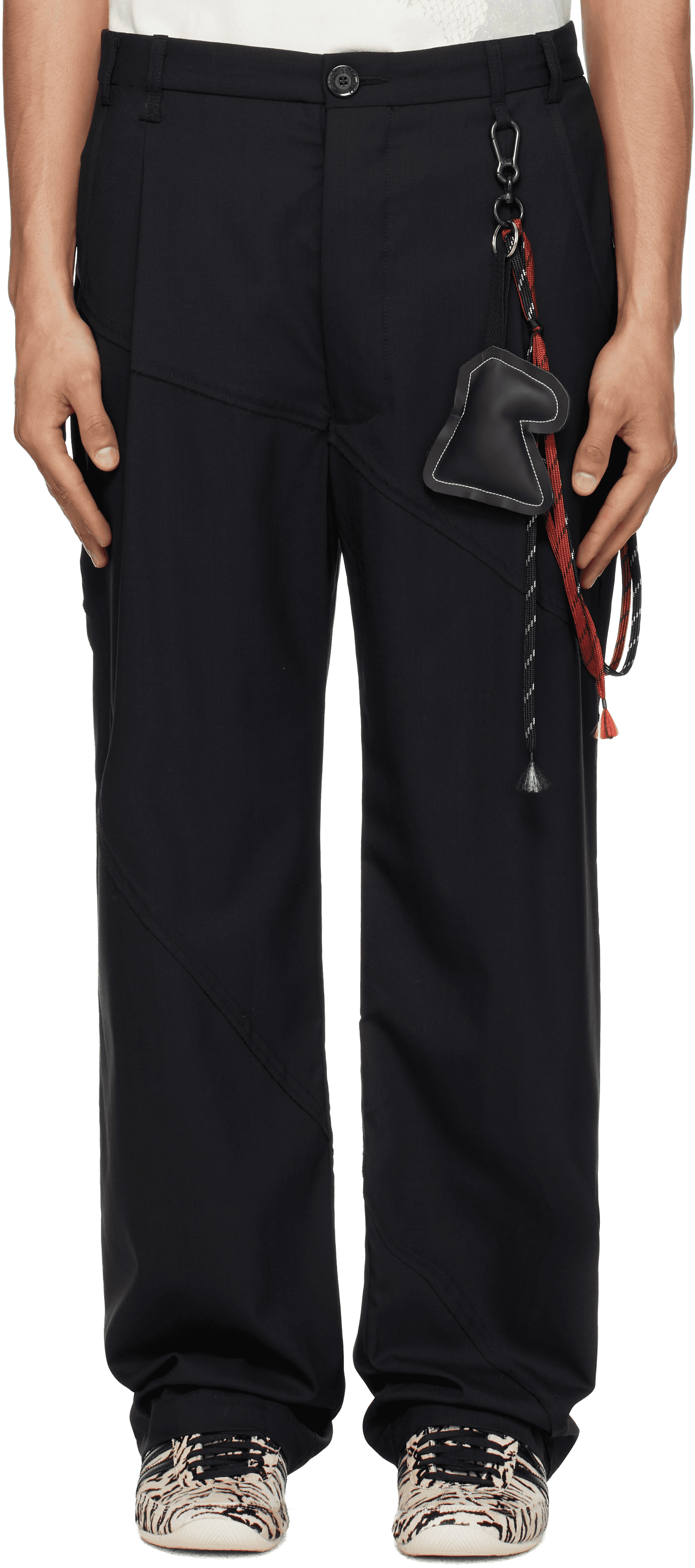 Black Slash Loose Pleated Trousers - Image 1