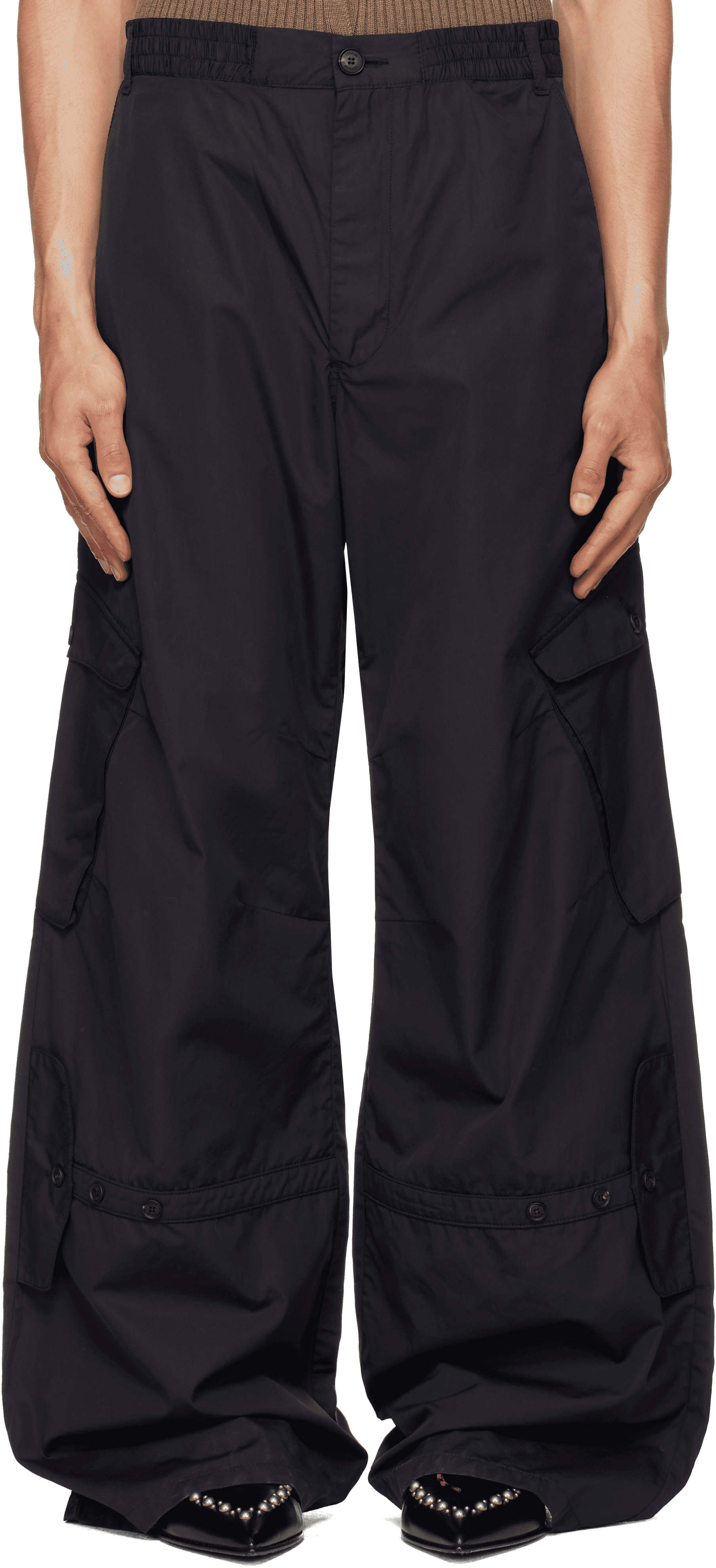 Black Utility Pocket Light Cargo Pants - Image 1
