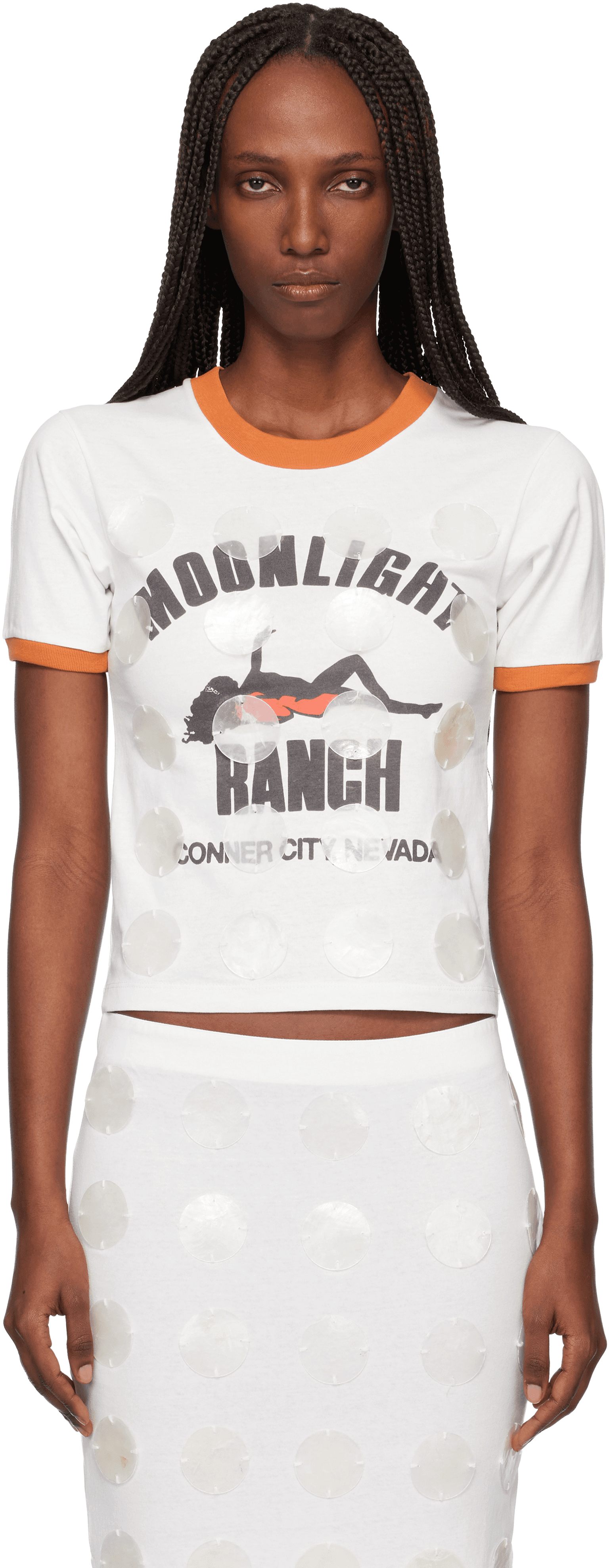 White Mother of Pearl Paillette Ringer T- shirt - Image 1