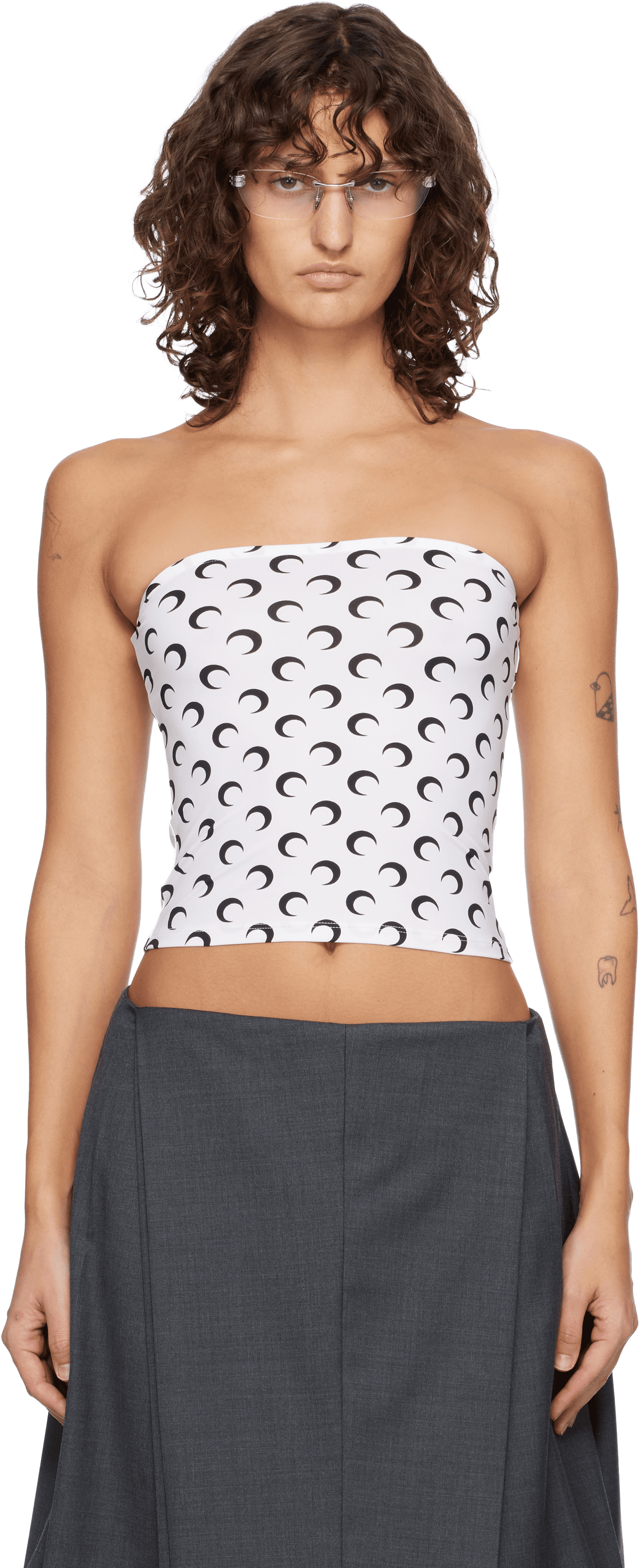 White Recycled Moon Jersey Second Skin Tube Top - Image 1