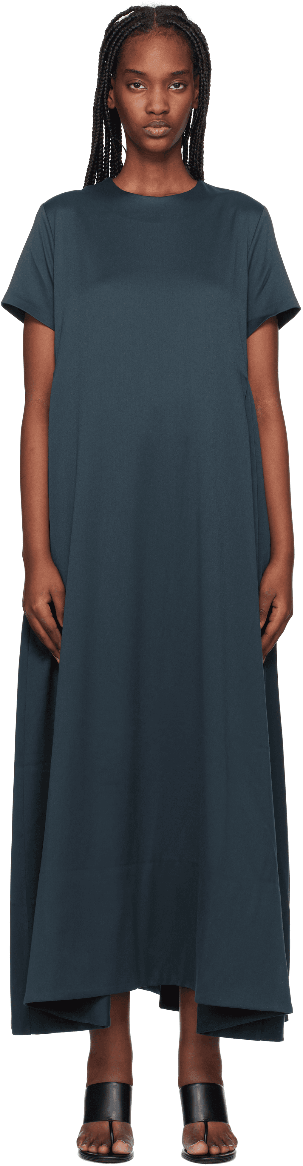 Navy Short Sleeve Maxi Dress - Image 1