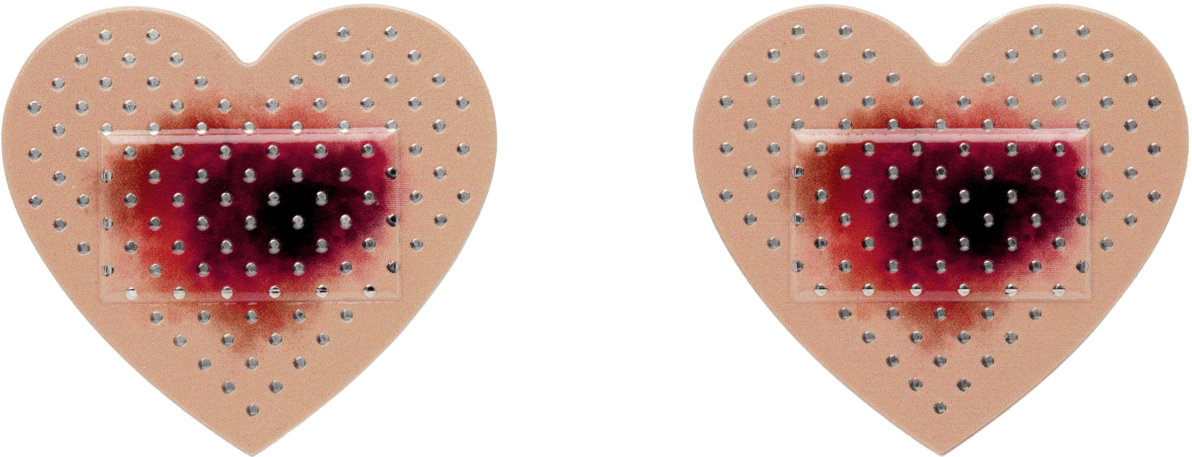 SSENSE Exclusive Beige & Silver D'heygere Edition Heart Bandage Earrings - Image 1