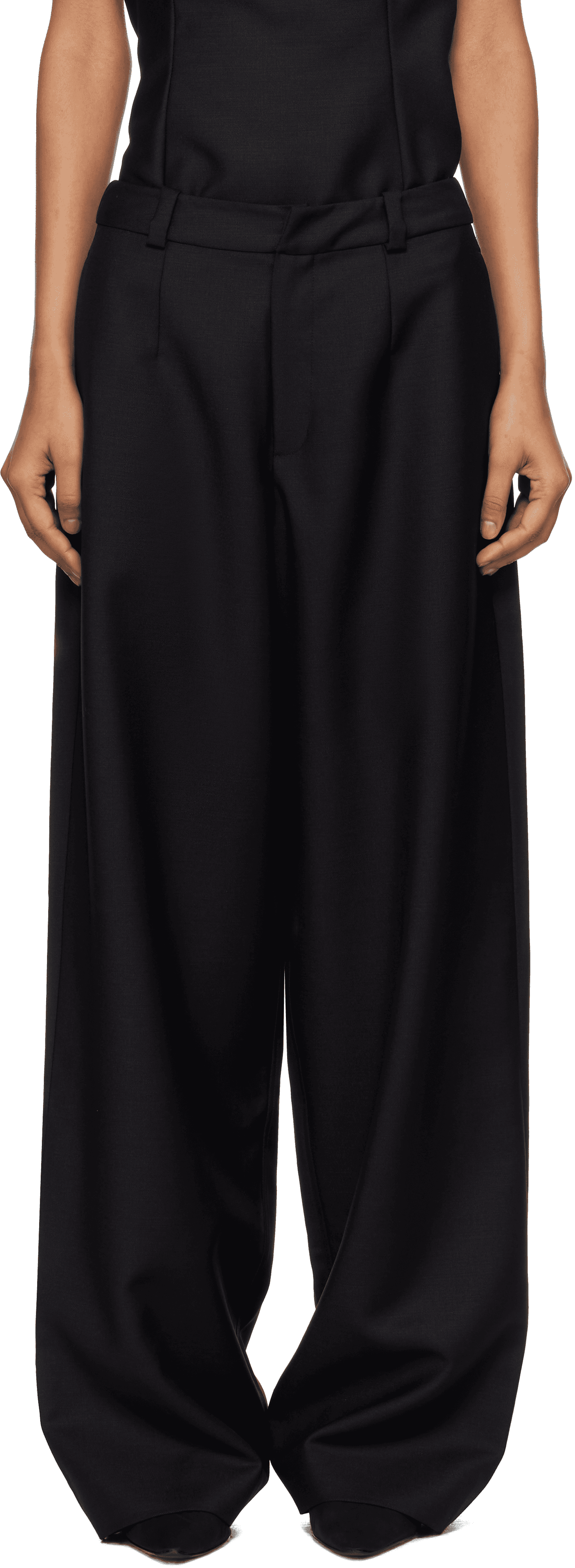 Black Wool & Mohair Trousers - Image 1