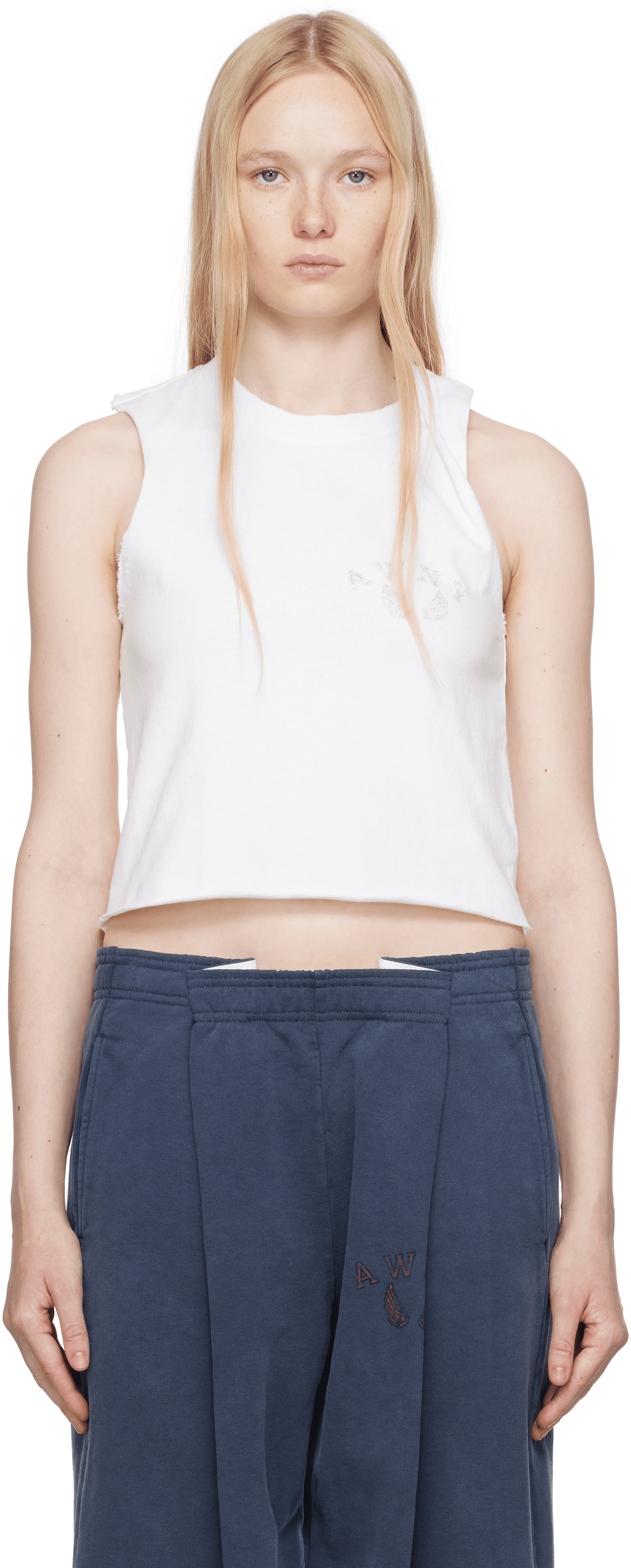 White Logo Muscle Tank Top - Image 1