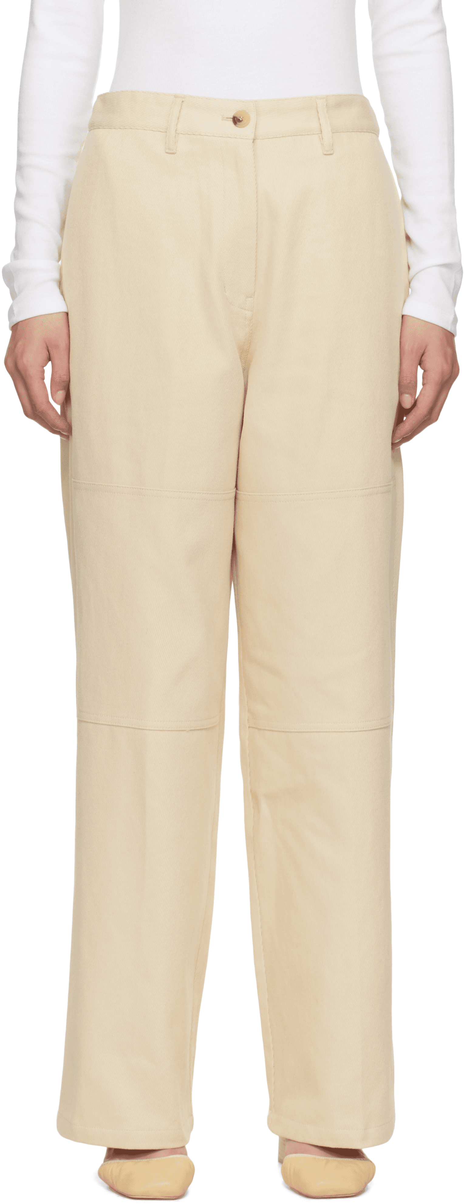 Beige Cotton Twill Work Trousers - Image 1