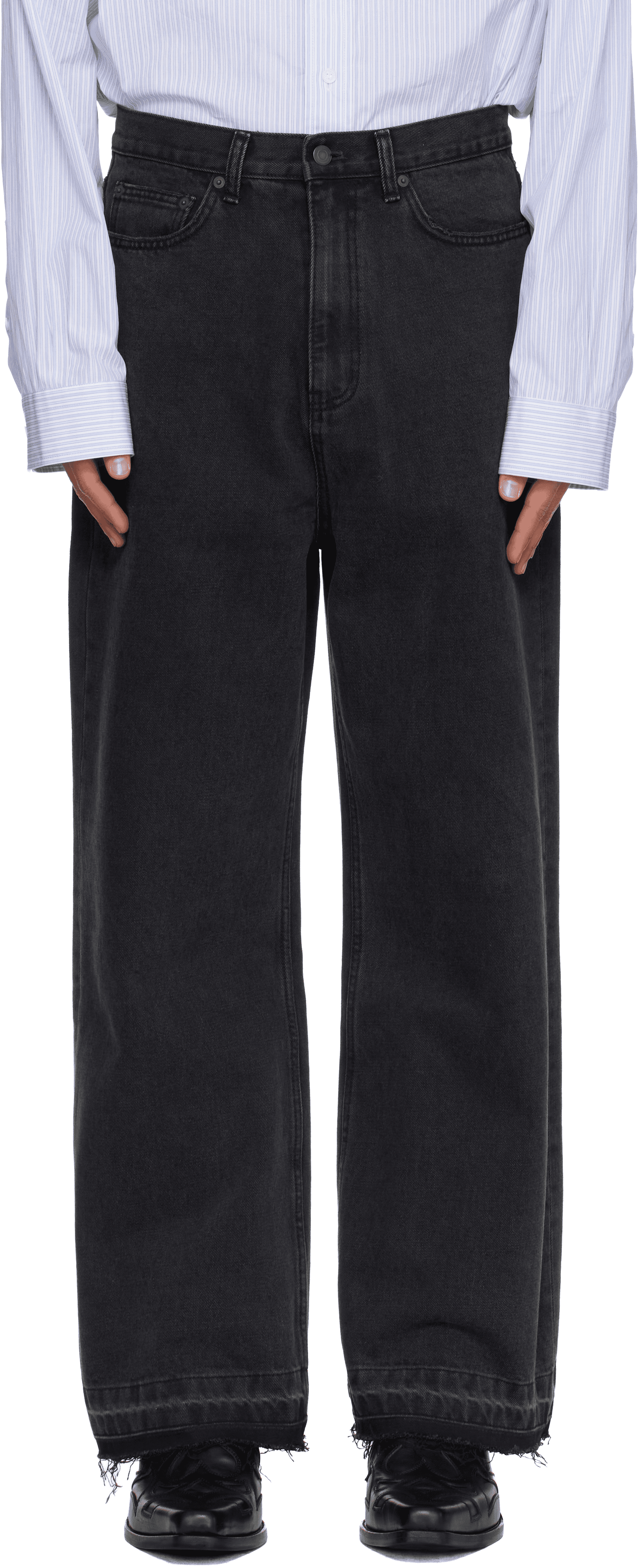 Black Wide-Leg Jeans - Image 1