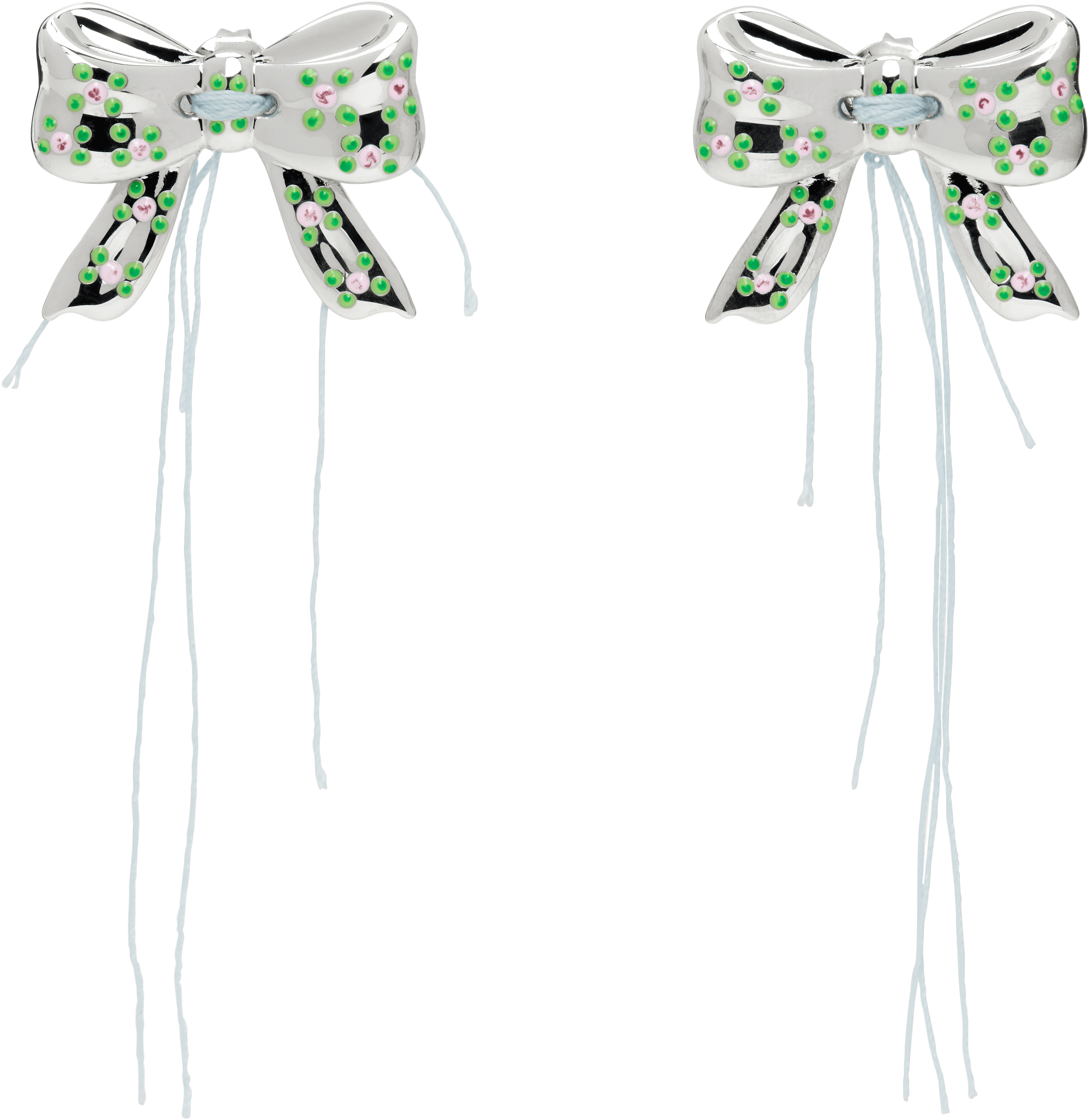 SSENSE Exclusive Silver D'heygere Edition Bow Button Earrings - Image 1