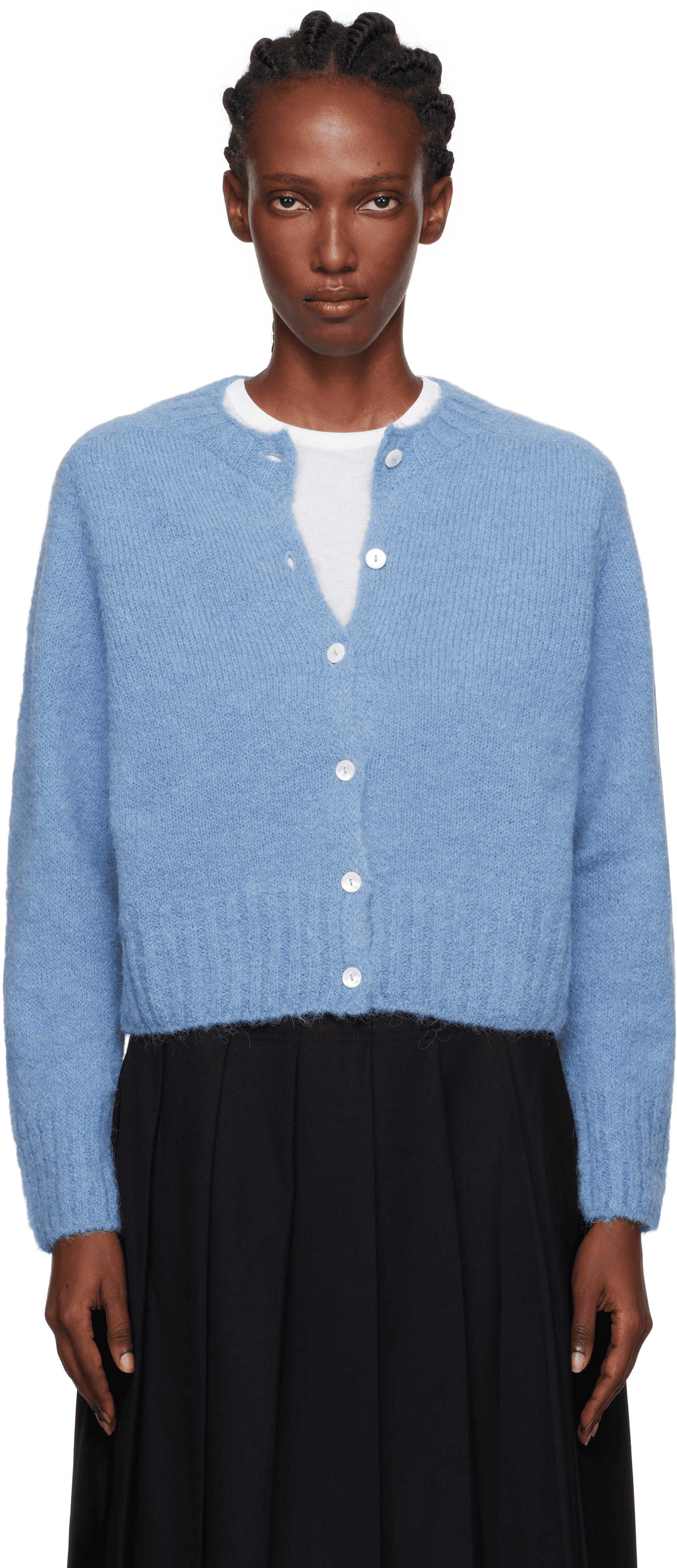 Blue Alpaca Knit Cardigan - Image 1