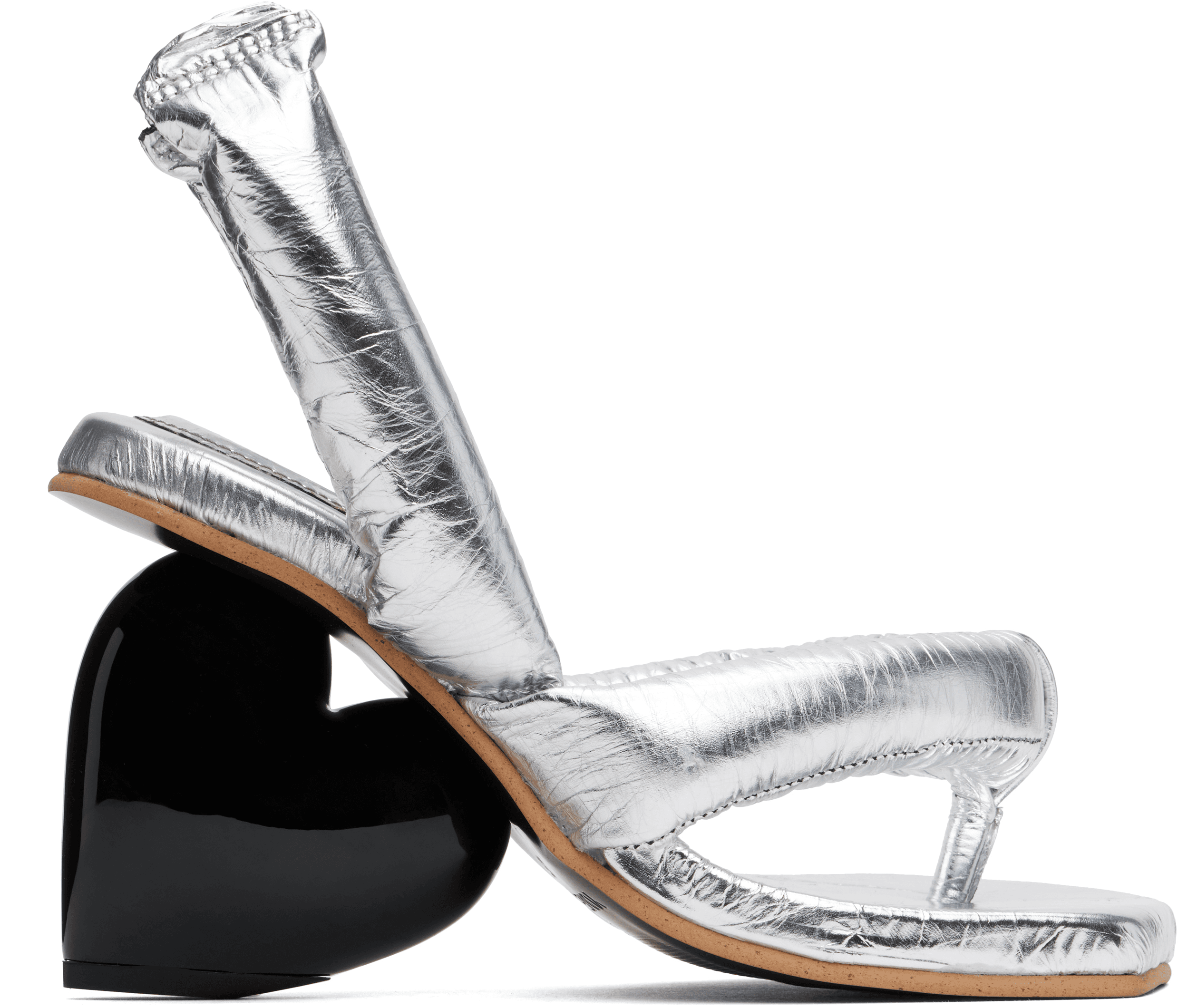 Silver Love Heeled Sandals - Image 1