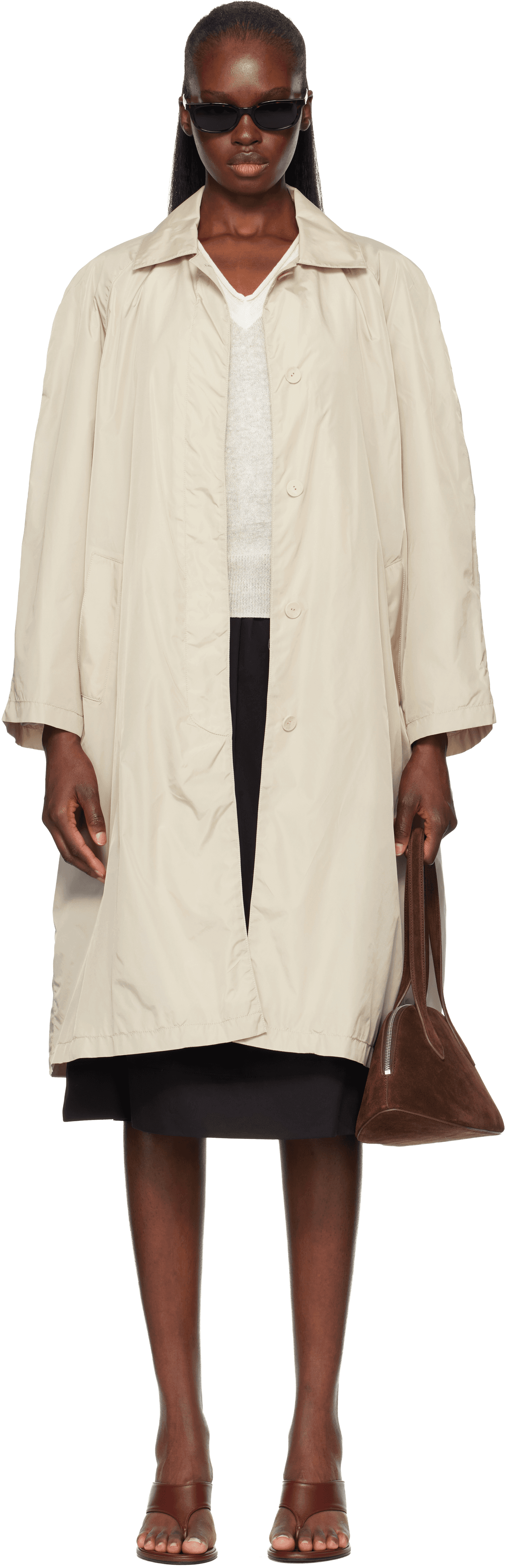 Beige Urban Nylon Trench Coat - Image 1