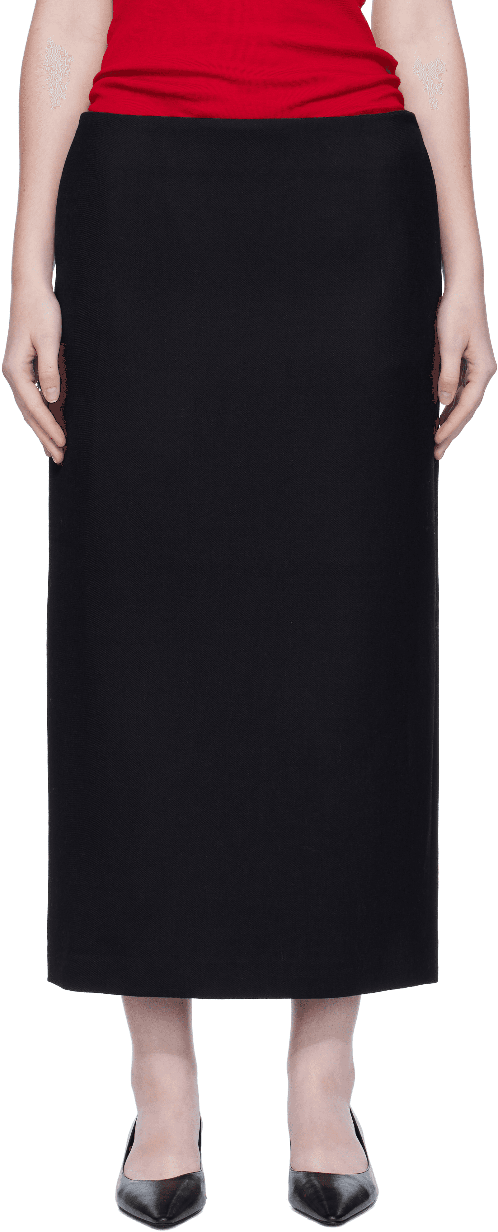 Black Silk Simple Maxi Skirt - Image 1