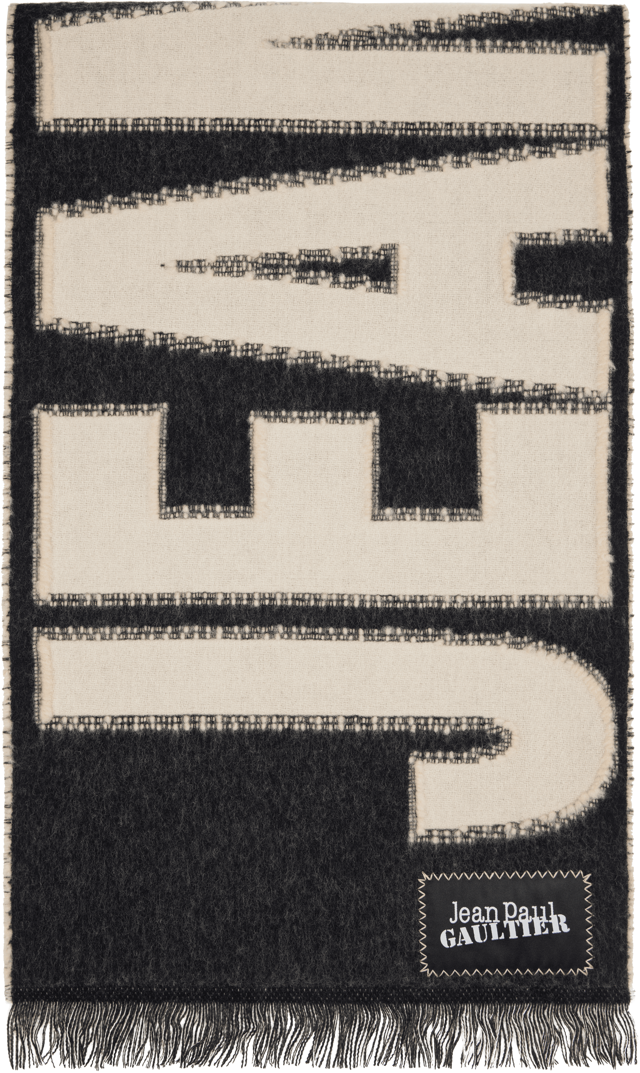 Black & Beige Logo Scarf - Image 1