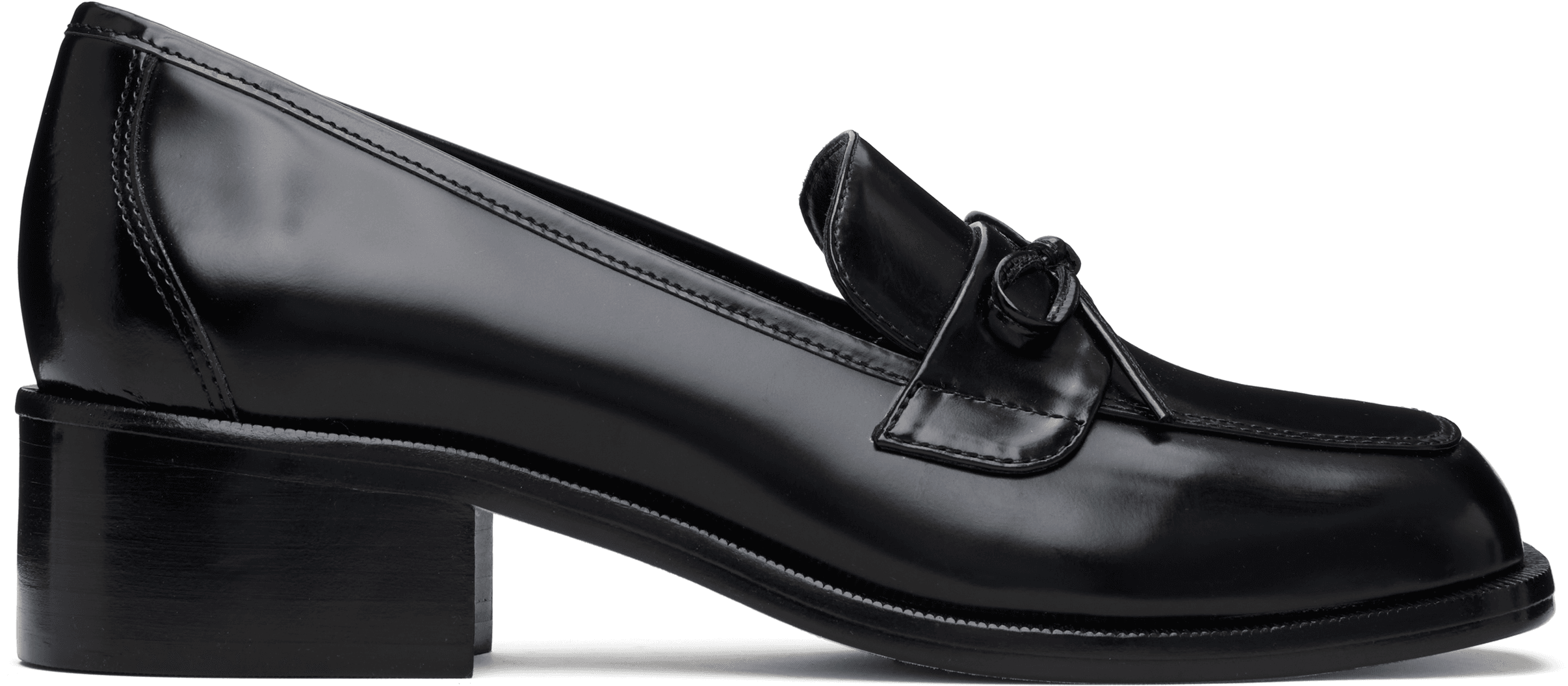 Black Spazzolato Leather Loafers - Image 1