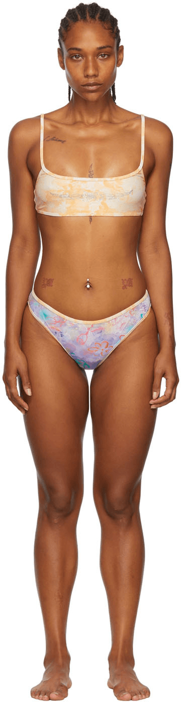 SSENSE Exclusive Beige Recycled Nylon Bikini - Image 1