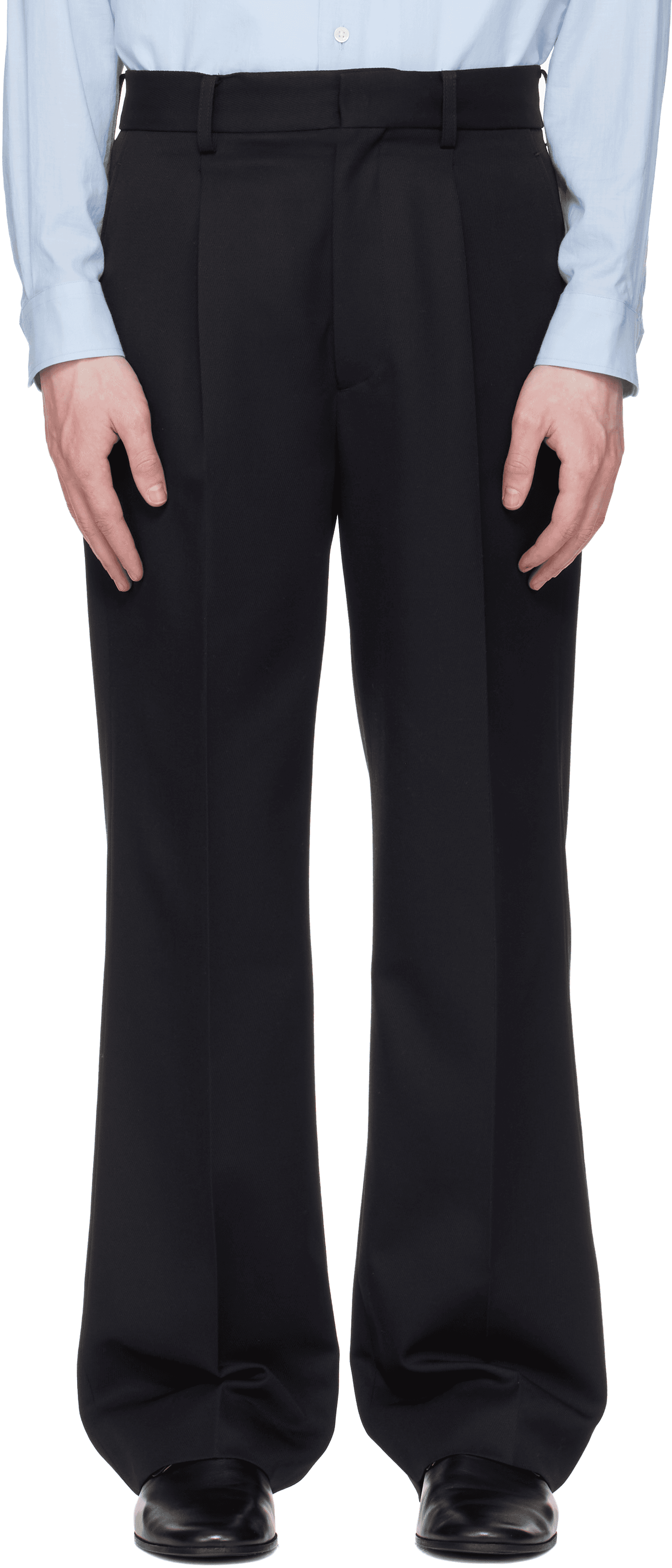 Navy Wool Kersey Straight Trousers - Image 1