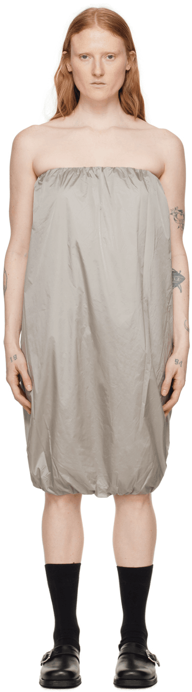 Gray Shirred Minidress - Image 1