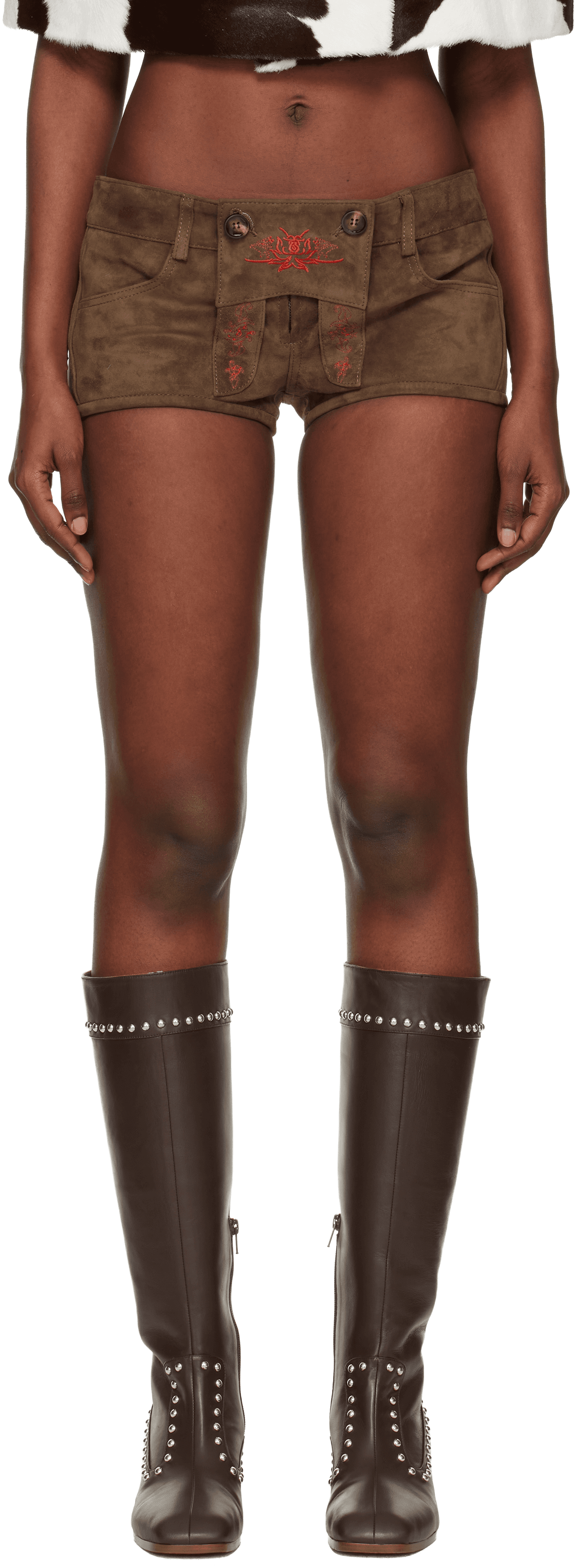 Brown Lederhosen Suede Shorts - Image 1