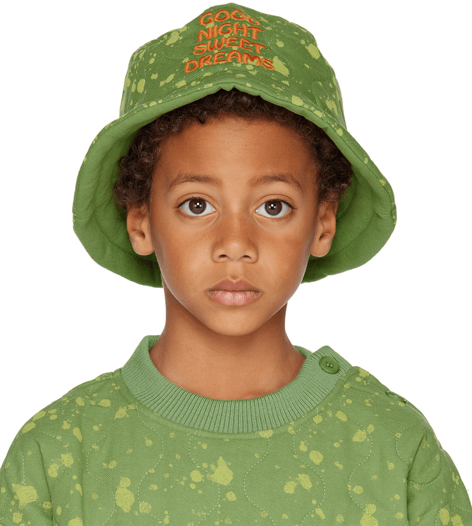 SSENSE Exclusive Kids Green Ink Quilted Bucket Hat - Image 1