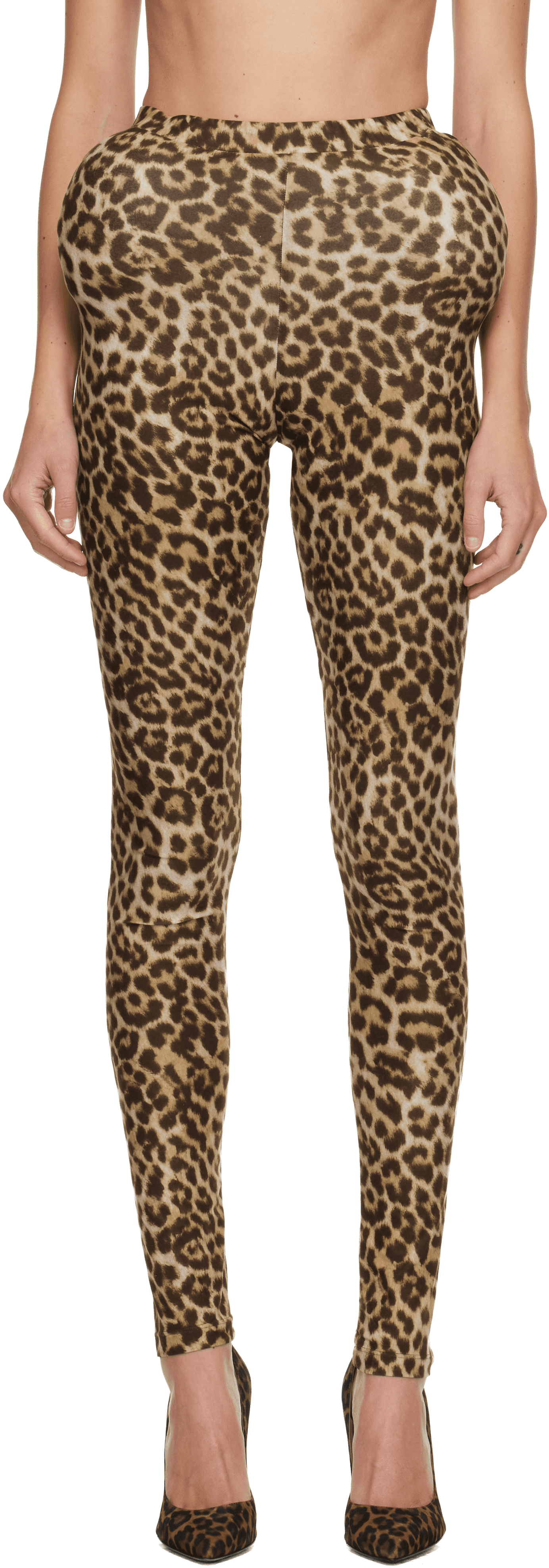 Beige Padded Jersey Leggings - Image 1