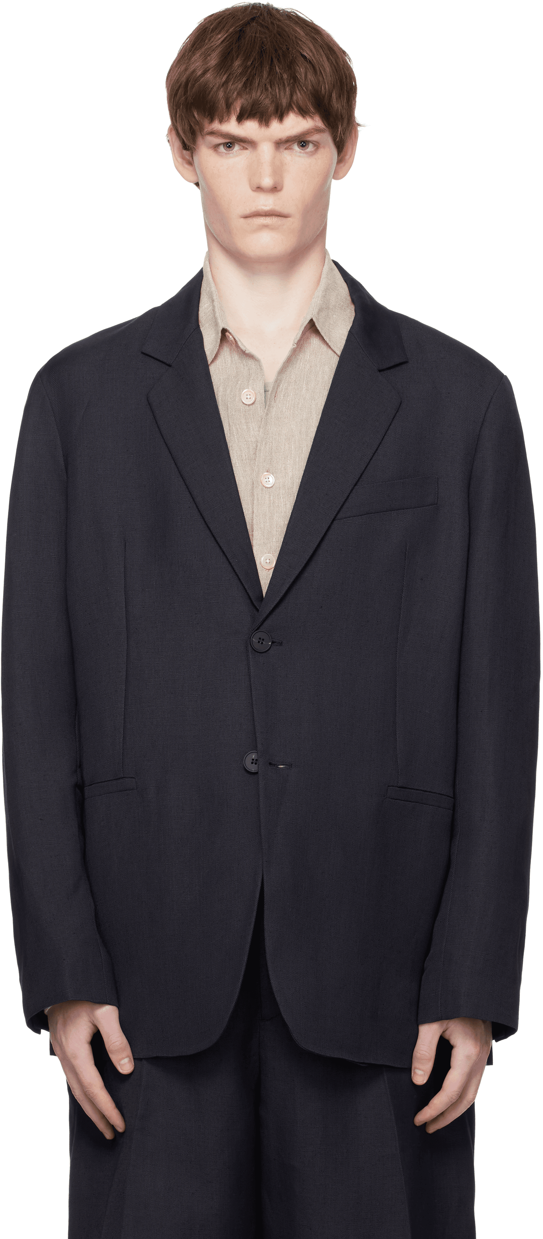 Navy Roversi Linen Blazer - Image 1
