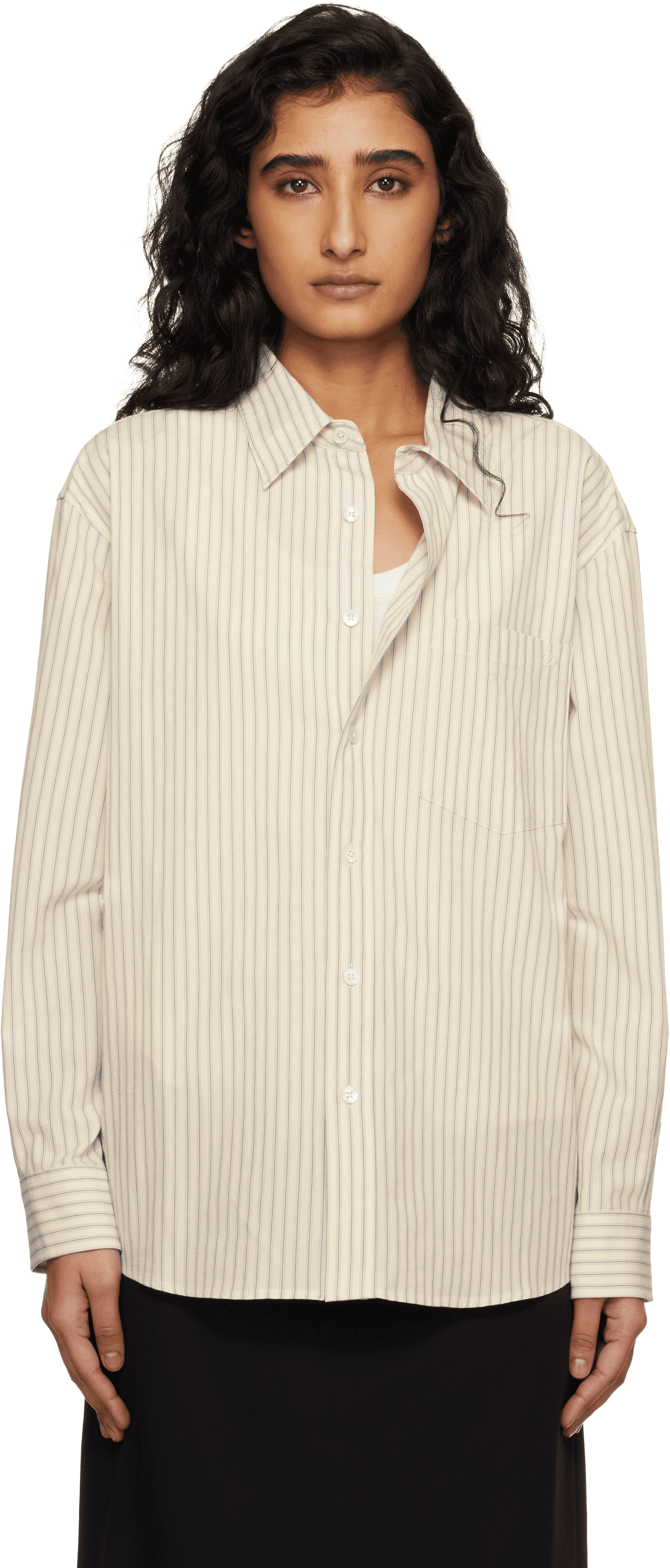 Off-White 2-Way Oversized Striped Shirt - Image 1