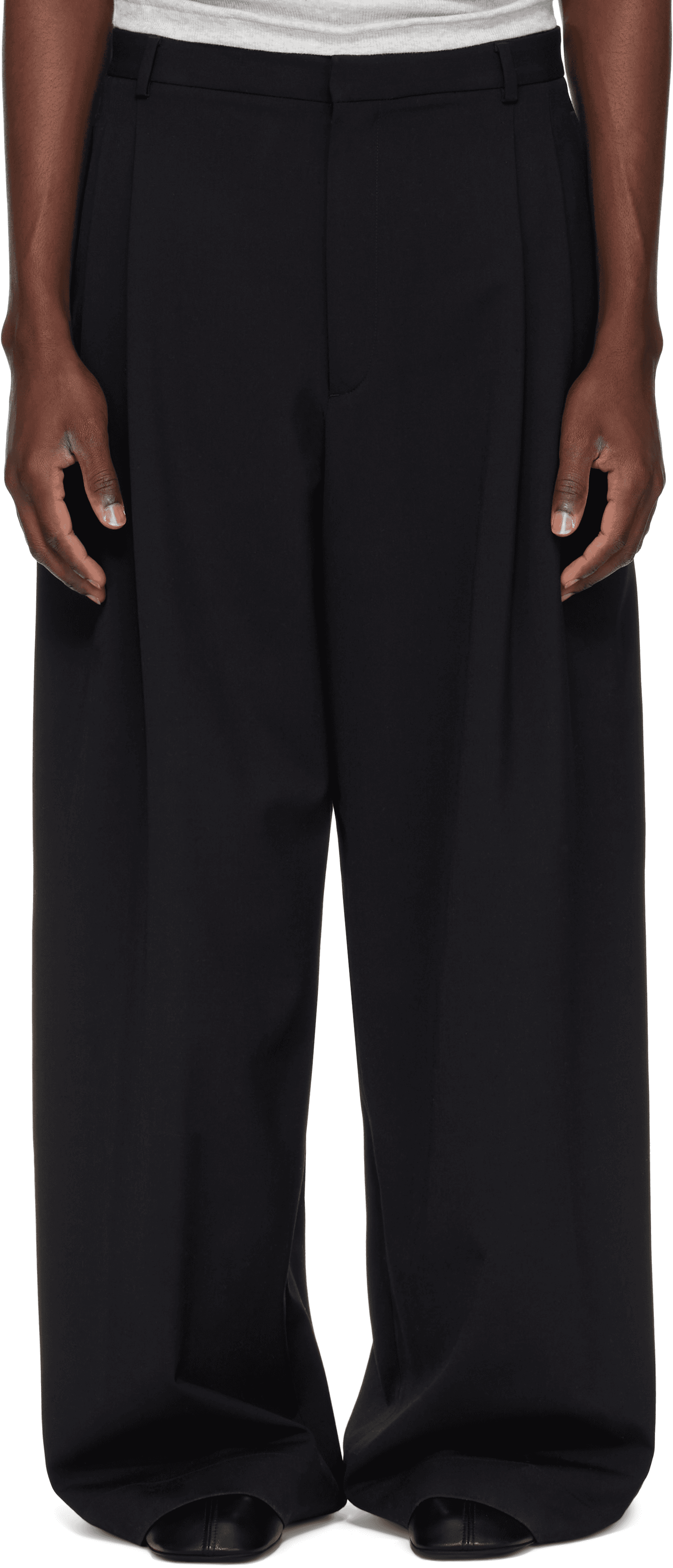 Black Jumbo Wide Leg Trousers - Image 1