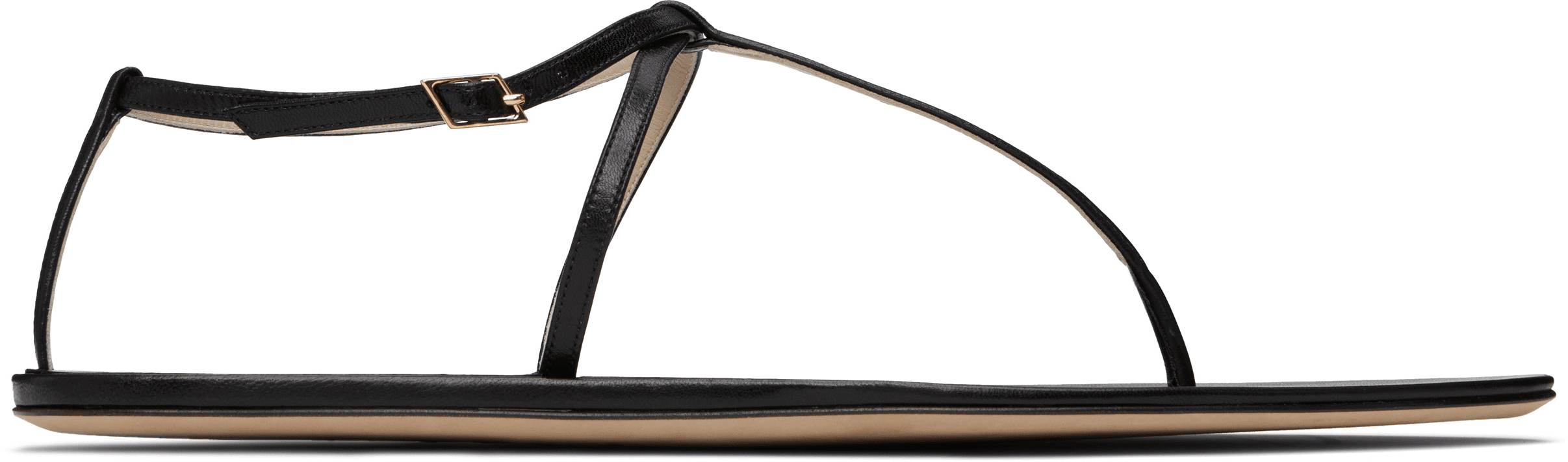 Black Mono Strap Flat Sandals - Image 1